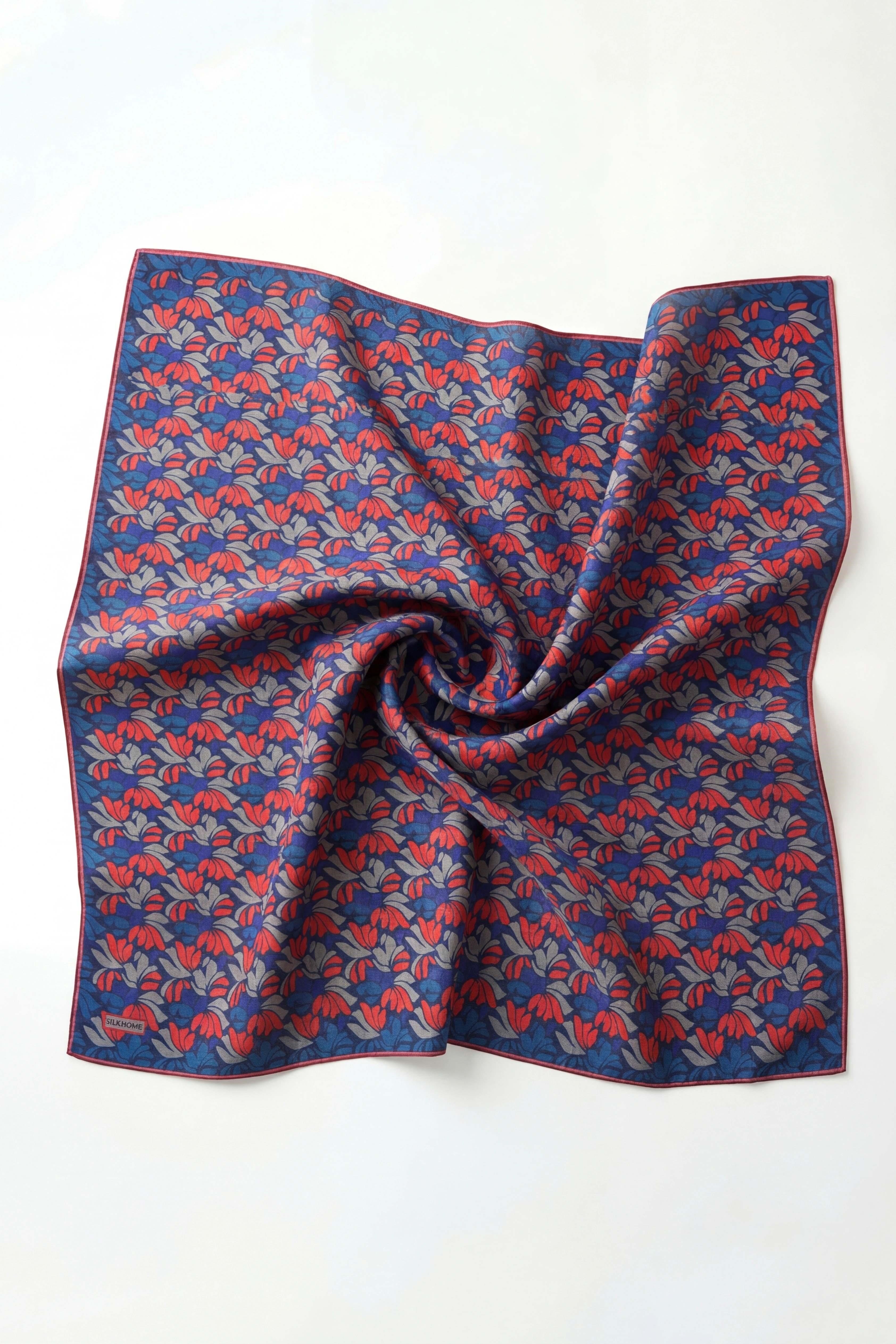 Soft Eşarp Floral Line Lacivert 90x90