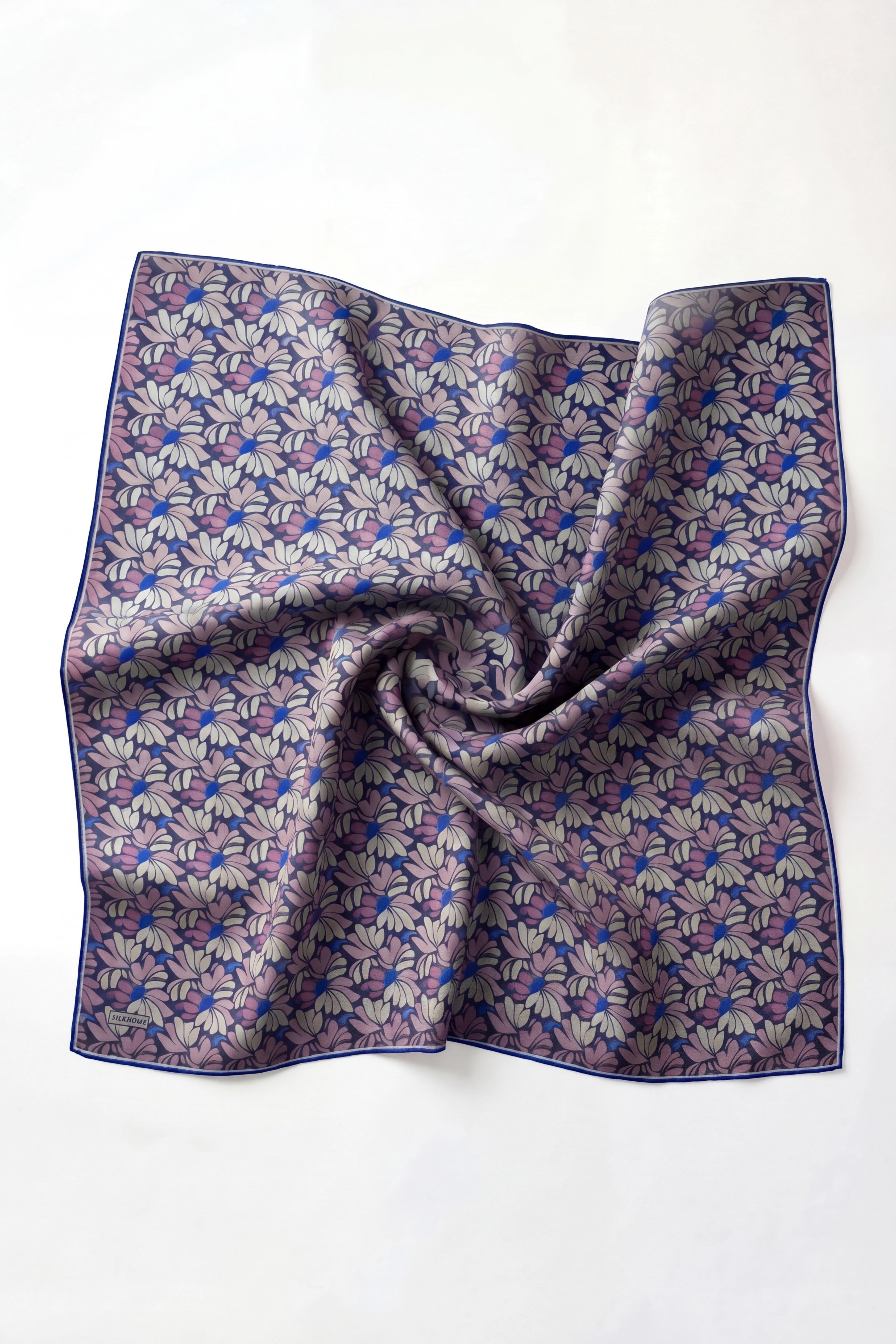 Soft Eşarp Floral Line Mor 90x90