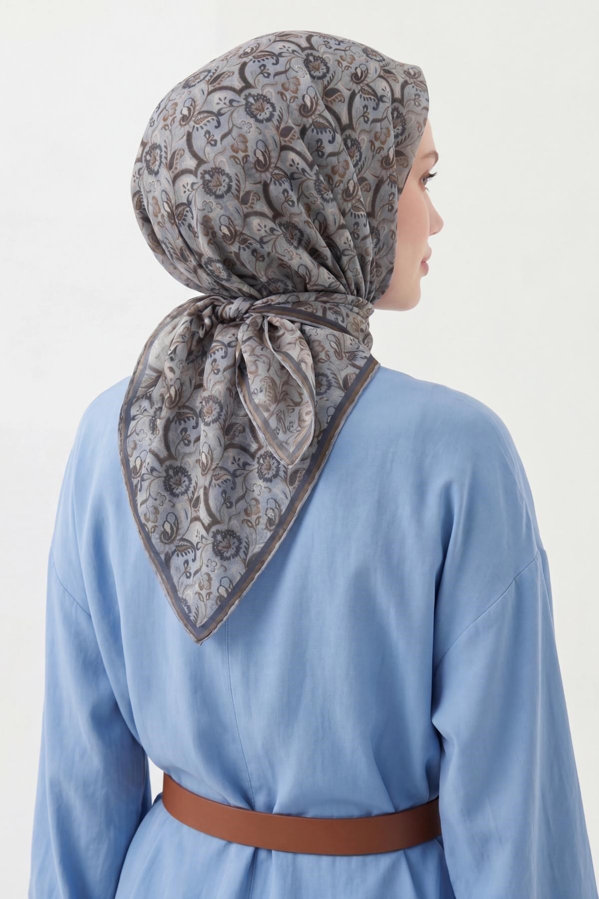Soft Eşarp Garden Açık Gri 90x90