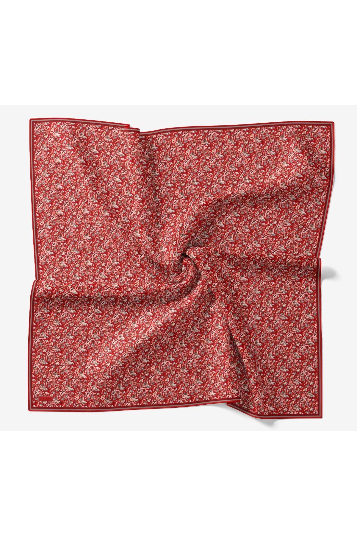 Soft Eşarp Garden Barlak Kırmızı 90x90