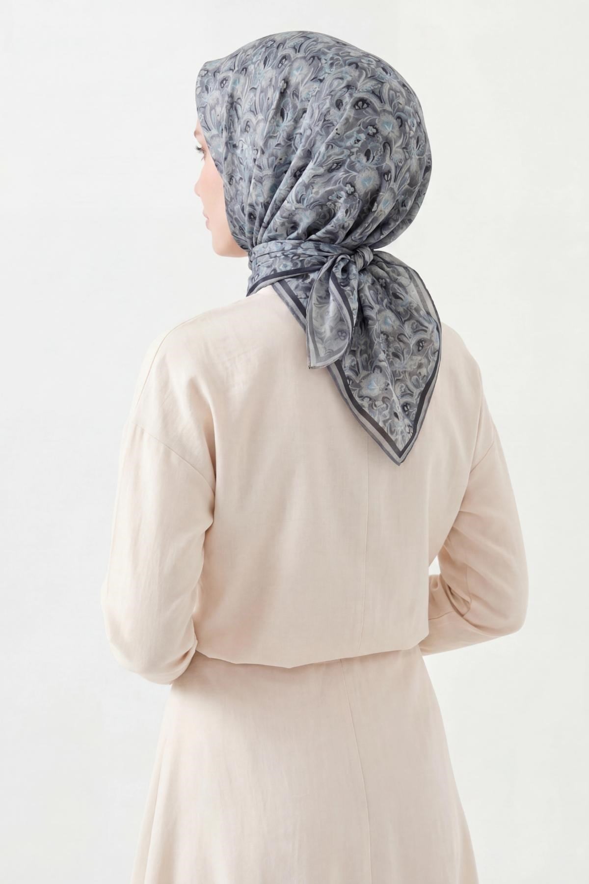 Soft Eşarp Garden Gri 90x90