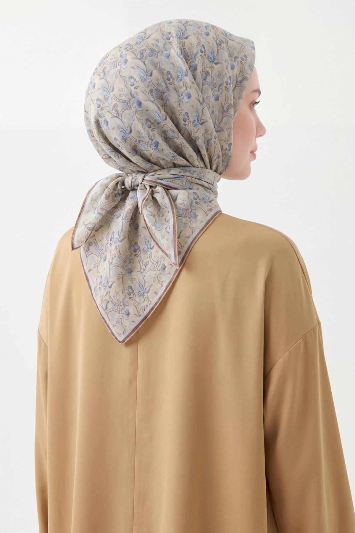 Soft Eşarp Garden Krem 90x90