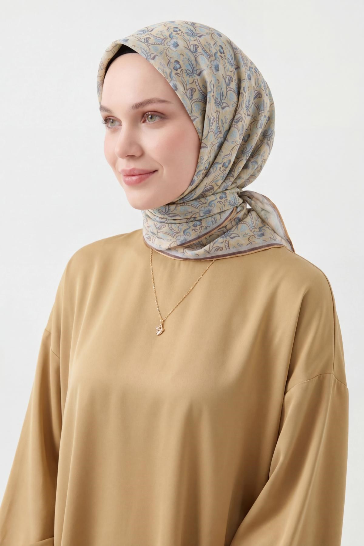 Soft Eşarp Garden Krem 90x90
