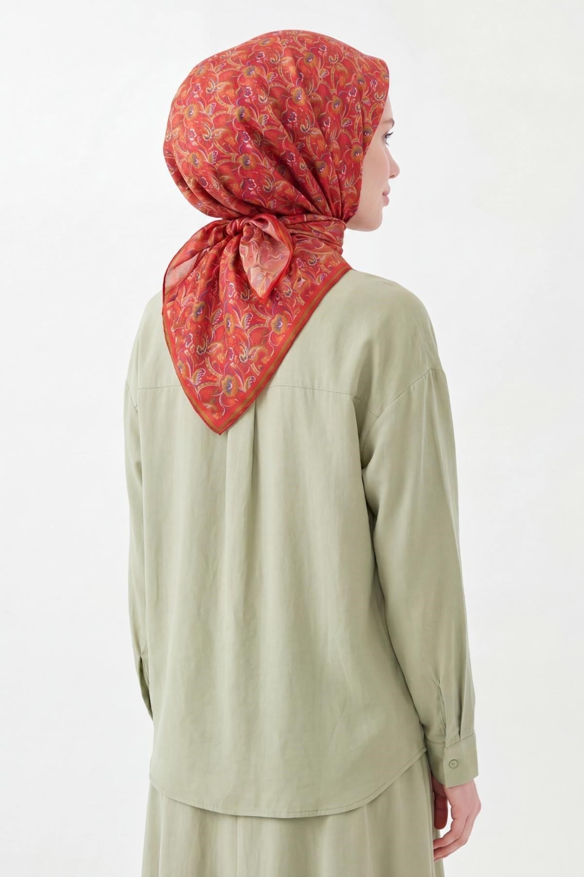 Soft Eşarp Garden Mercan 90x90
