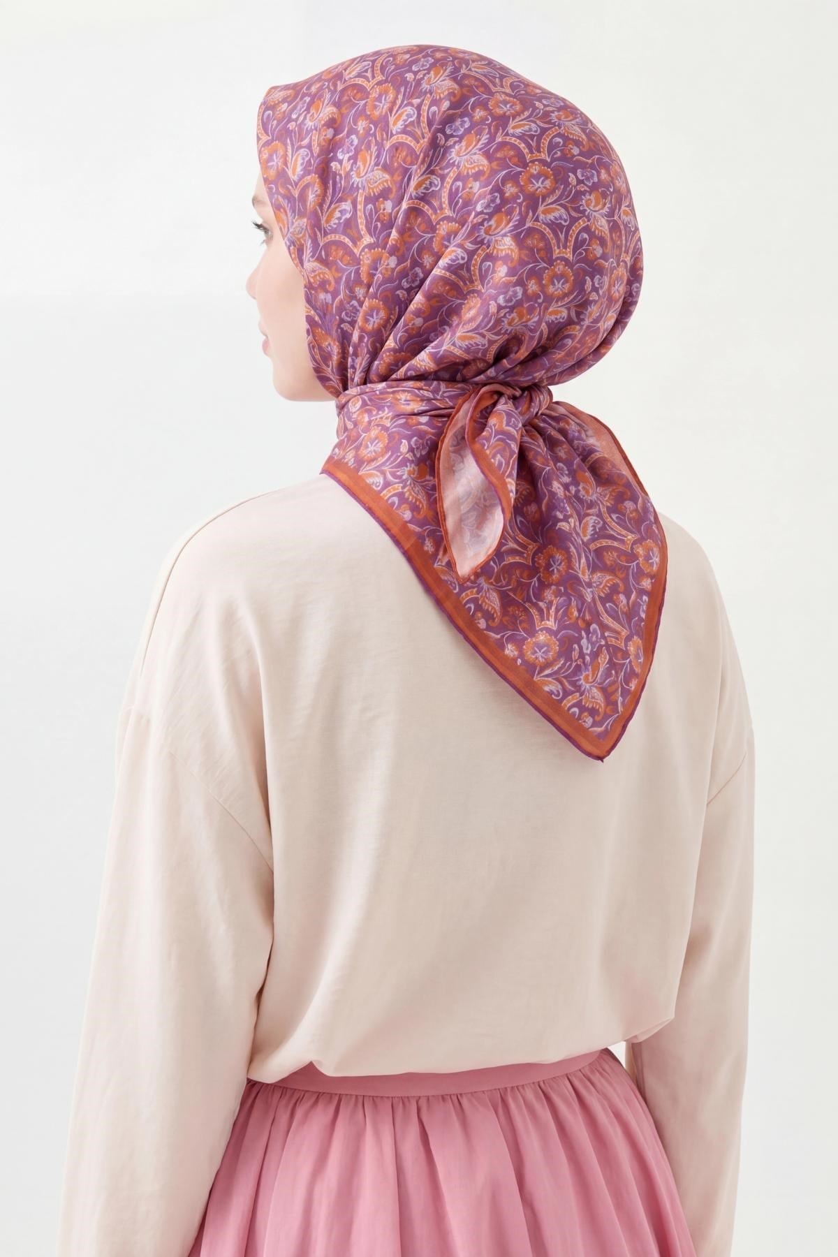 Soft Eşarp Garden Mor 90x90