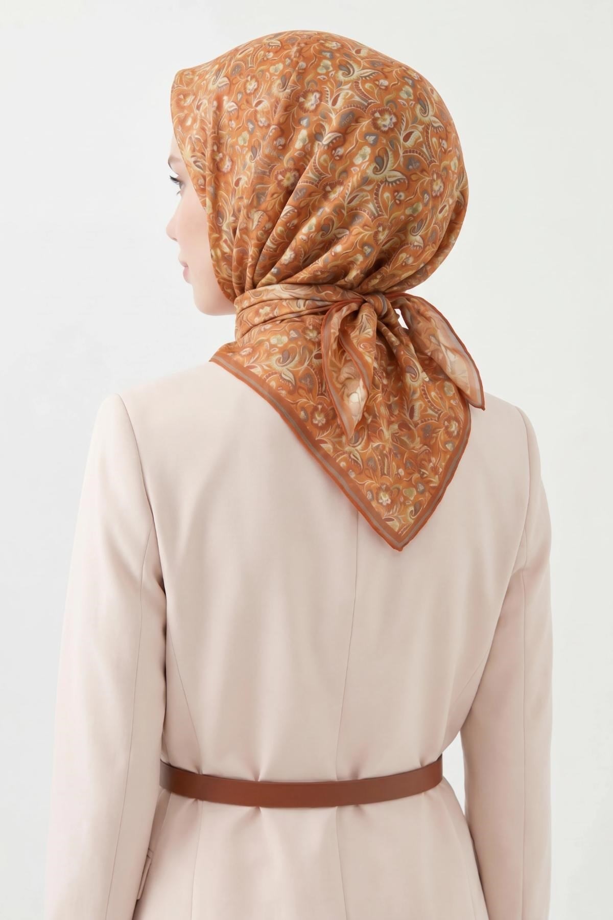 Soft Eşarp Garden Turuncu 90x90