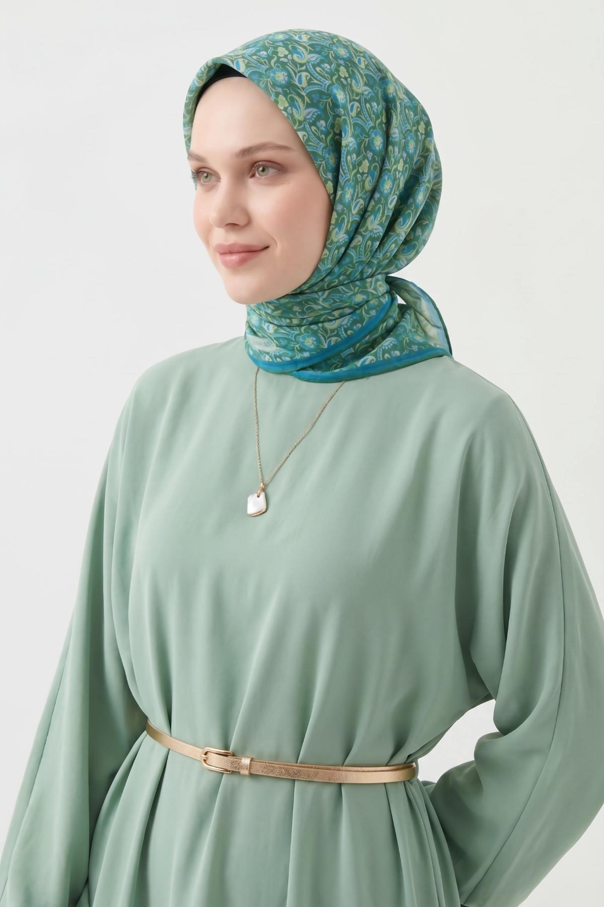 Soft Eşarp Garden Yeşil 90x90