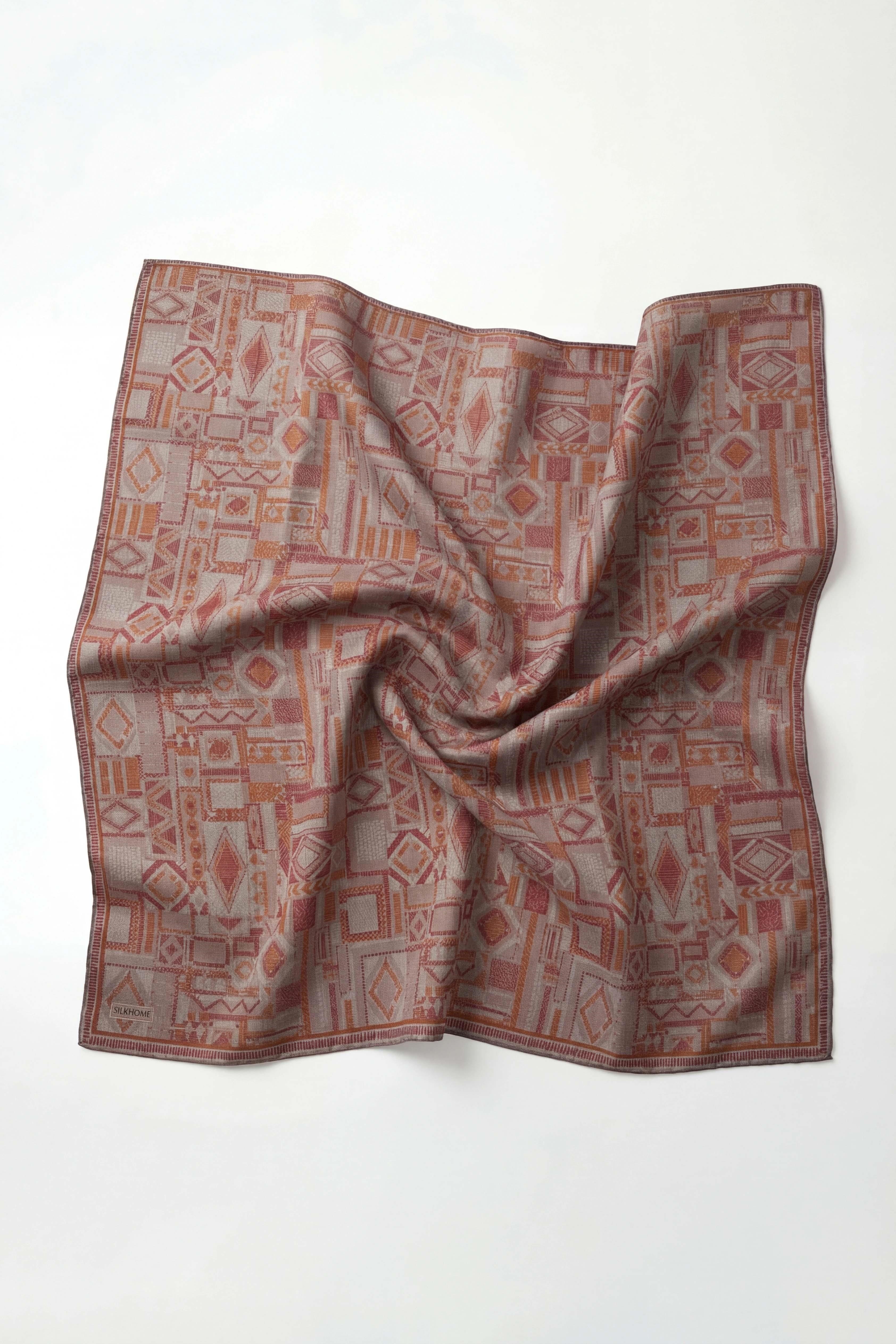 Soft Eşarp Geometrik Desen Pastel Mor 90x90