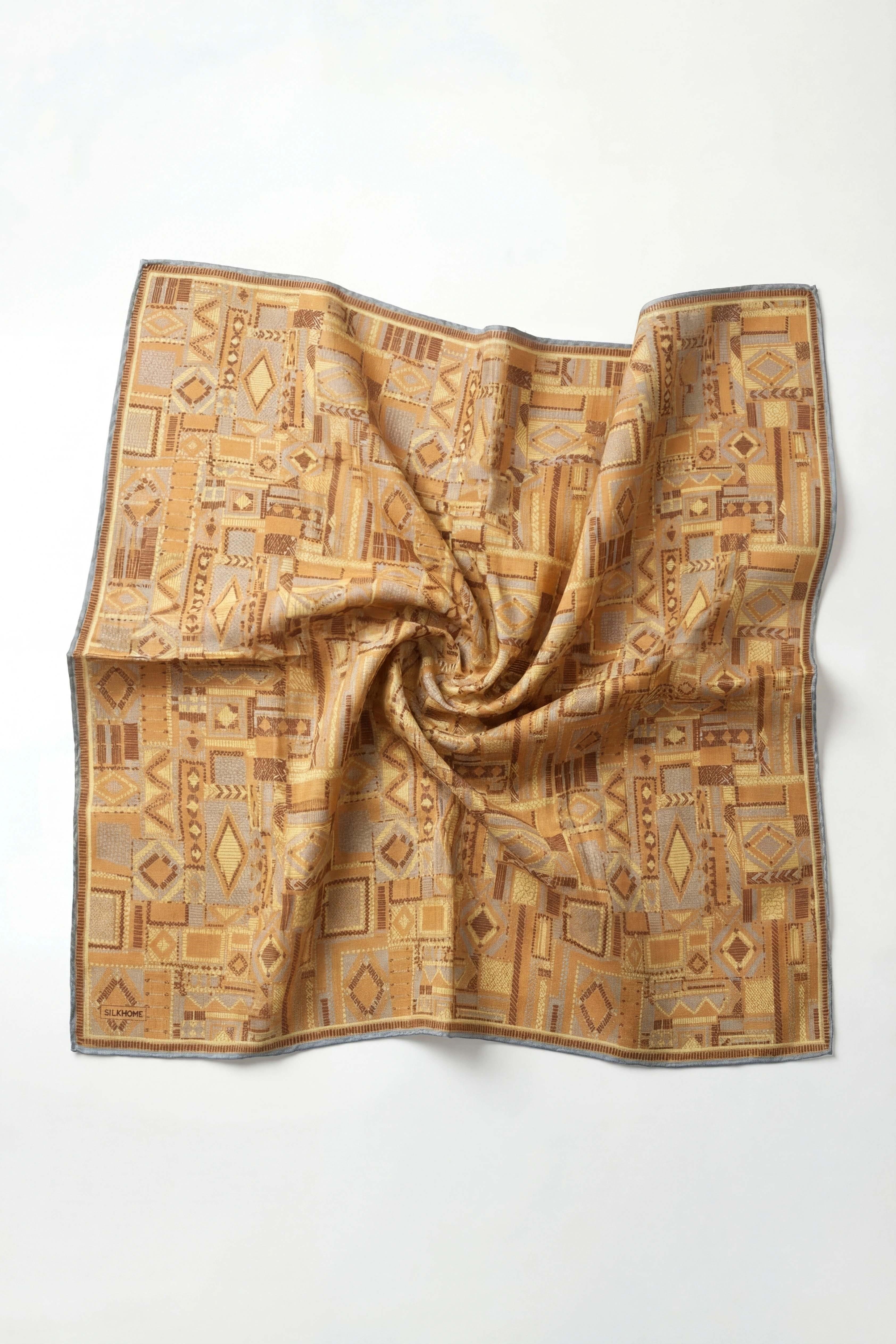 Soft Eşarp Geometrik Desen Soluk Turuncu 90x90