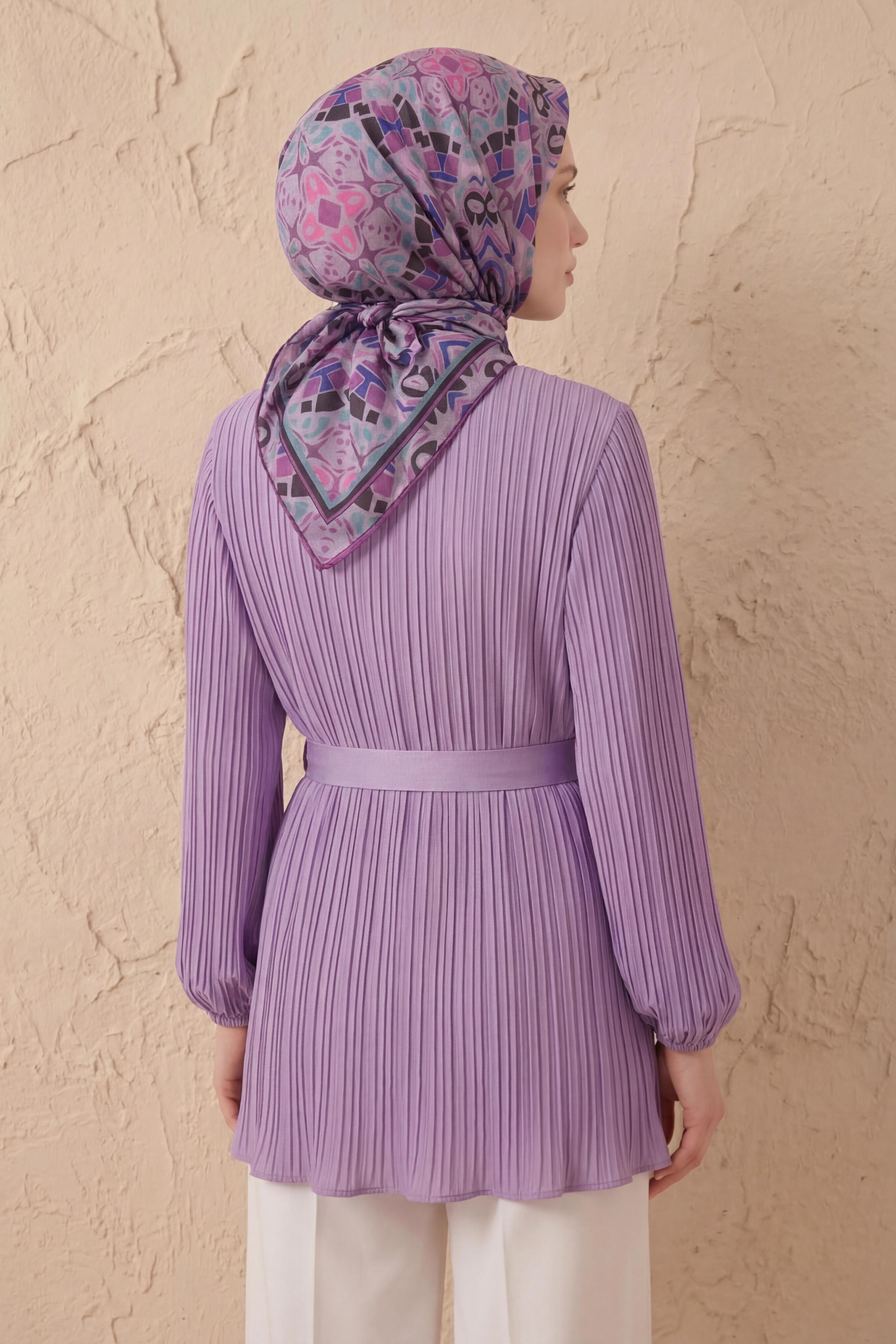 Soft Eşarp Geometrik Lila 90x90