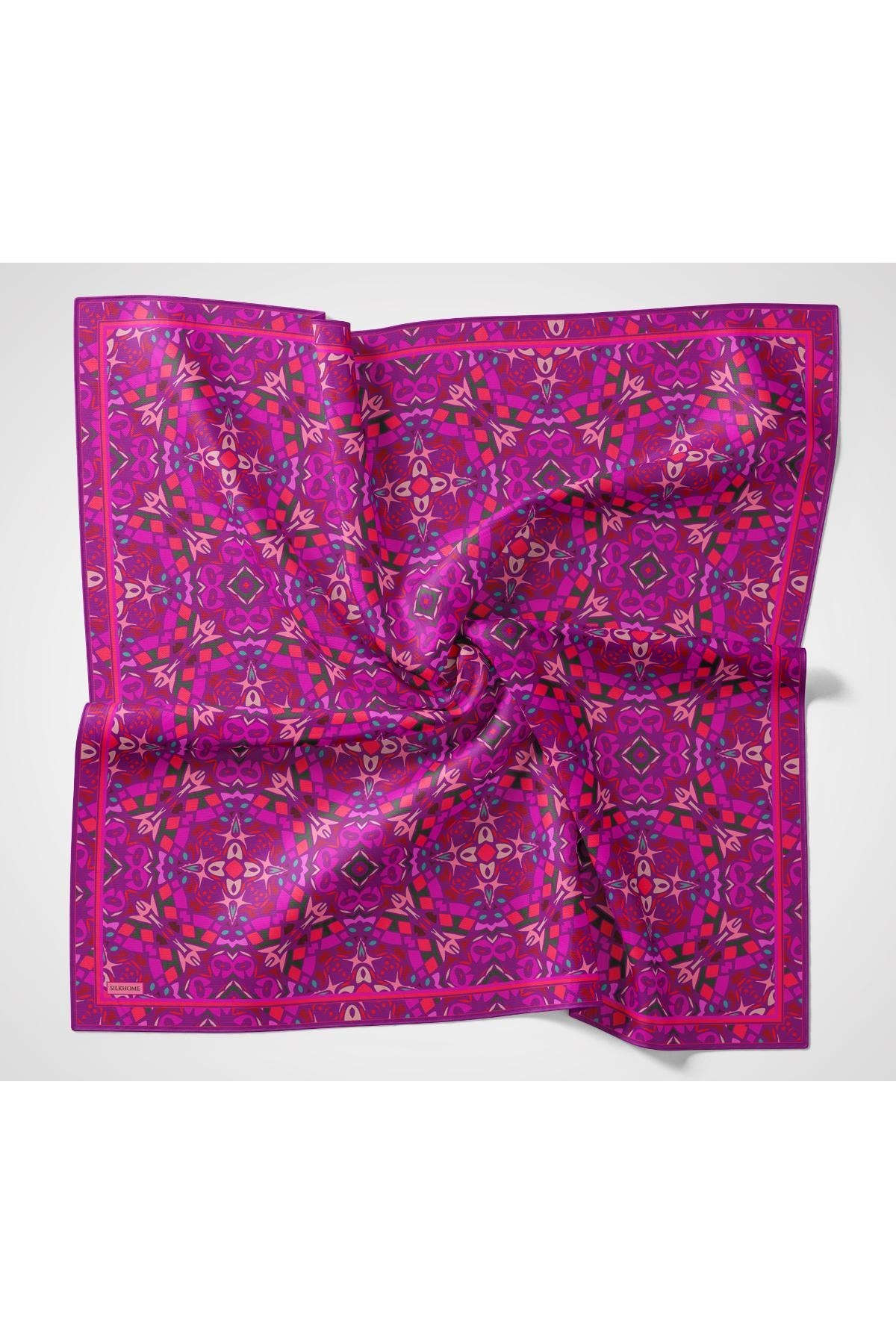 Soft Eşarp Geometrik Mor 90x90