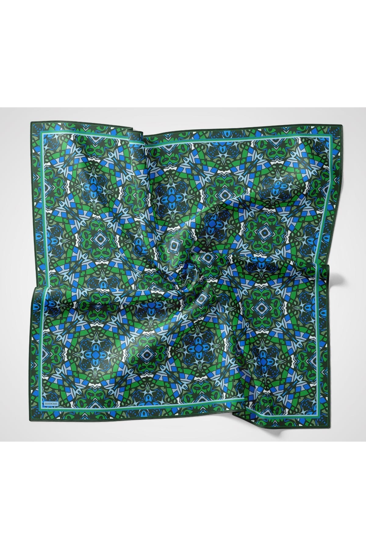 Soft Eşarp Geometrik Zümrüt Yeşili 90x90