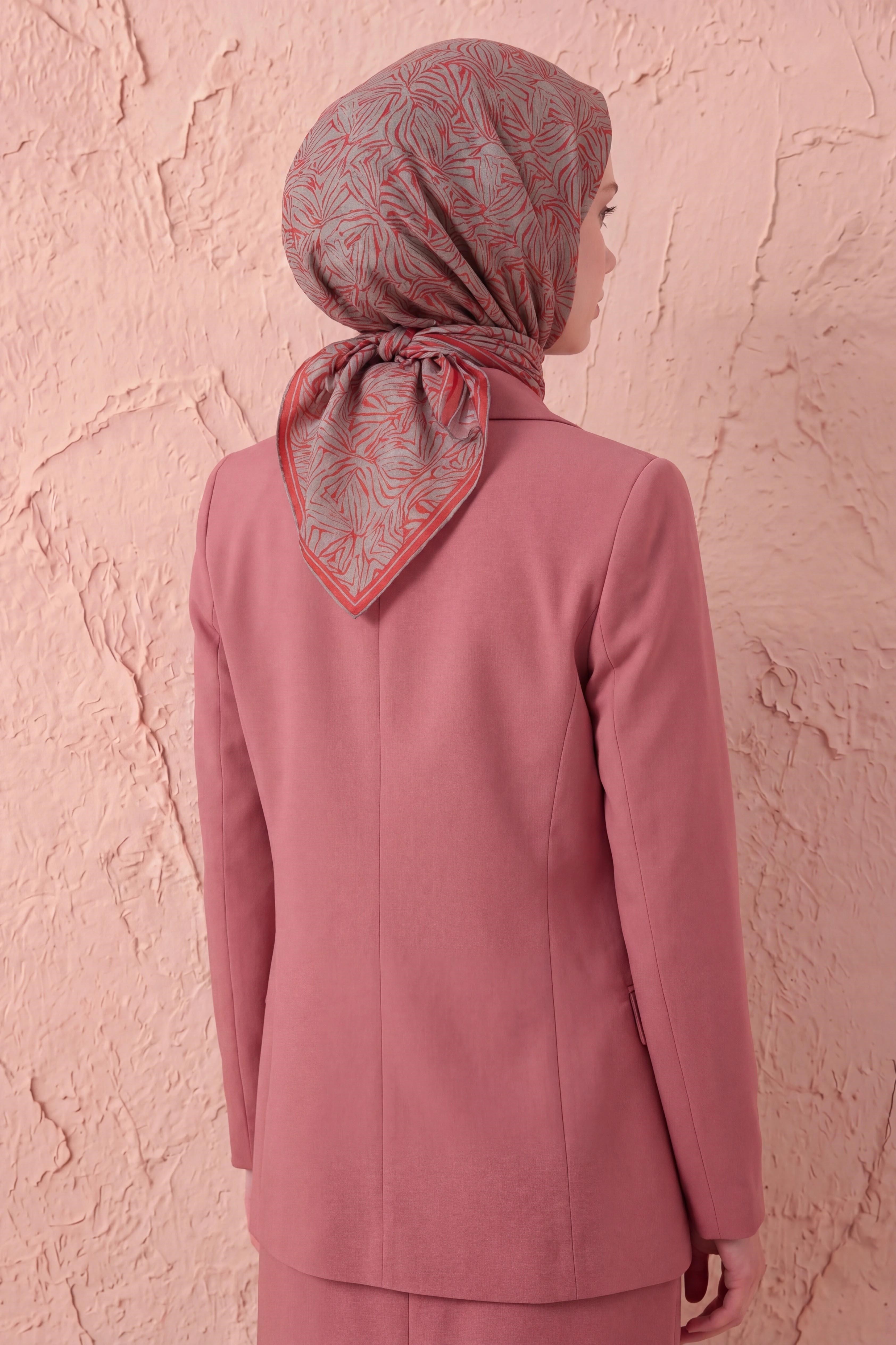 Soft Eşarp Lina Flora Kiremit Kırmızı 90x90