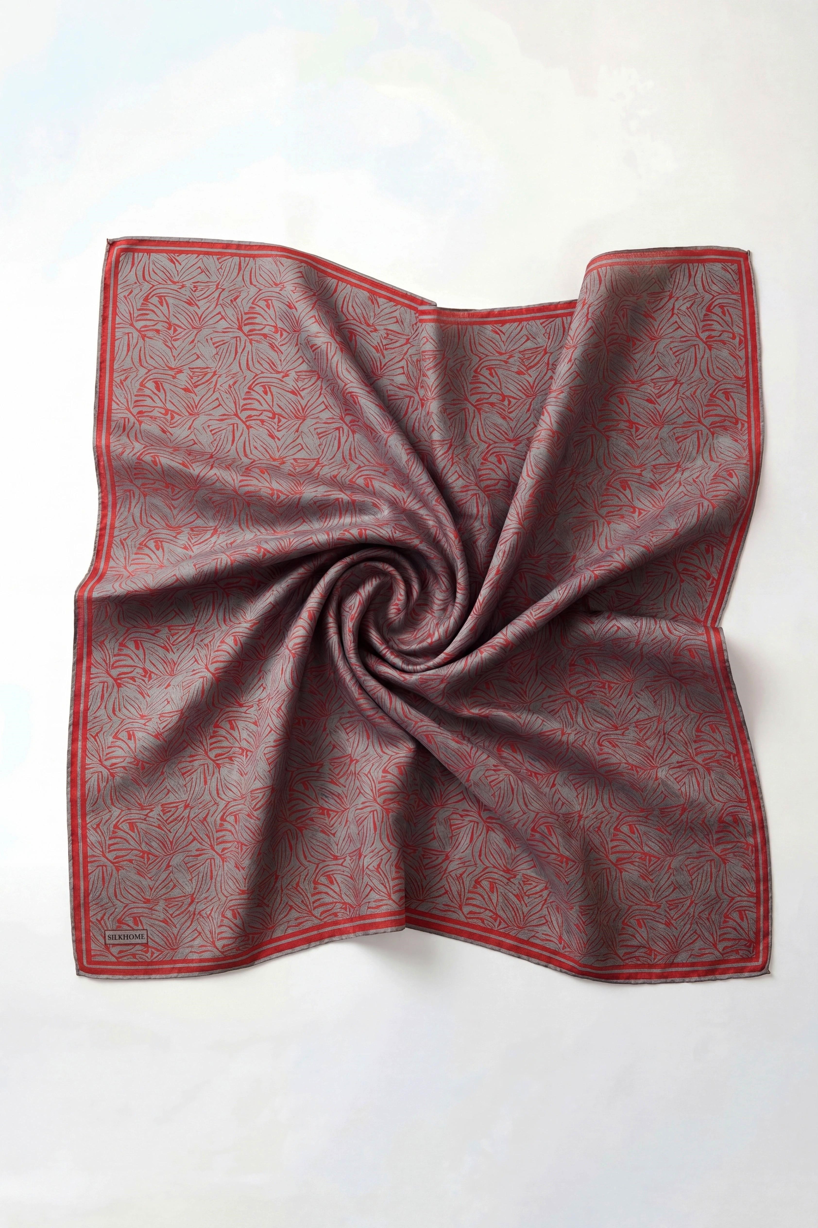 Soft Eşarp Lina Flora Kiremit Kırmızı 90x90