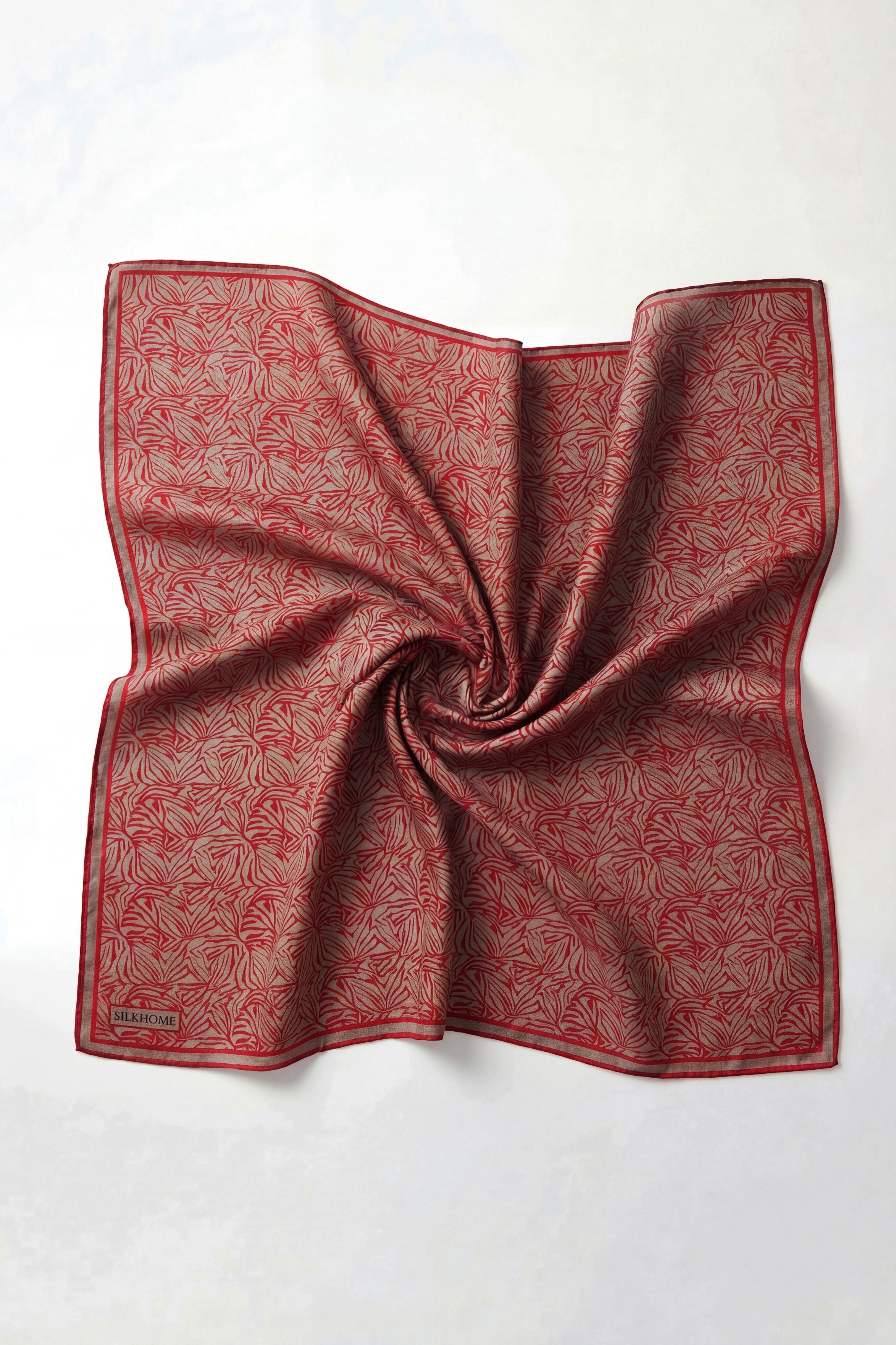 Soft Eşarp Lina Flora Koyu Kırmızı 90x90