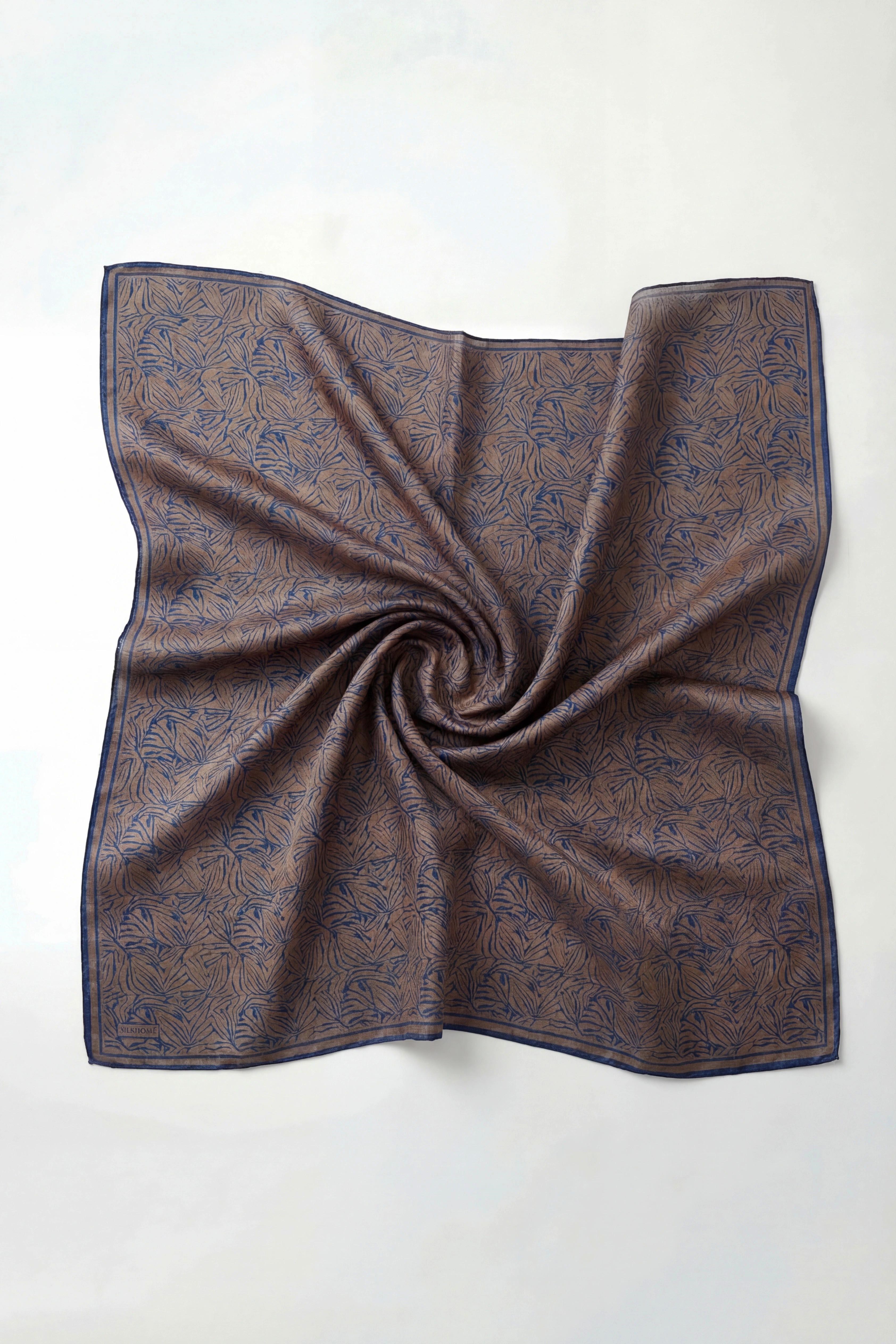 Soft Eşarp Lina Flora Lacivert 90x90