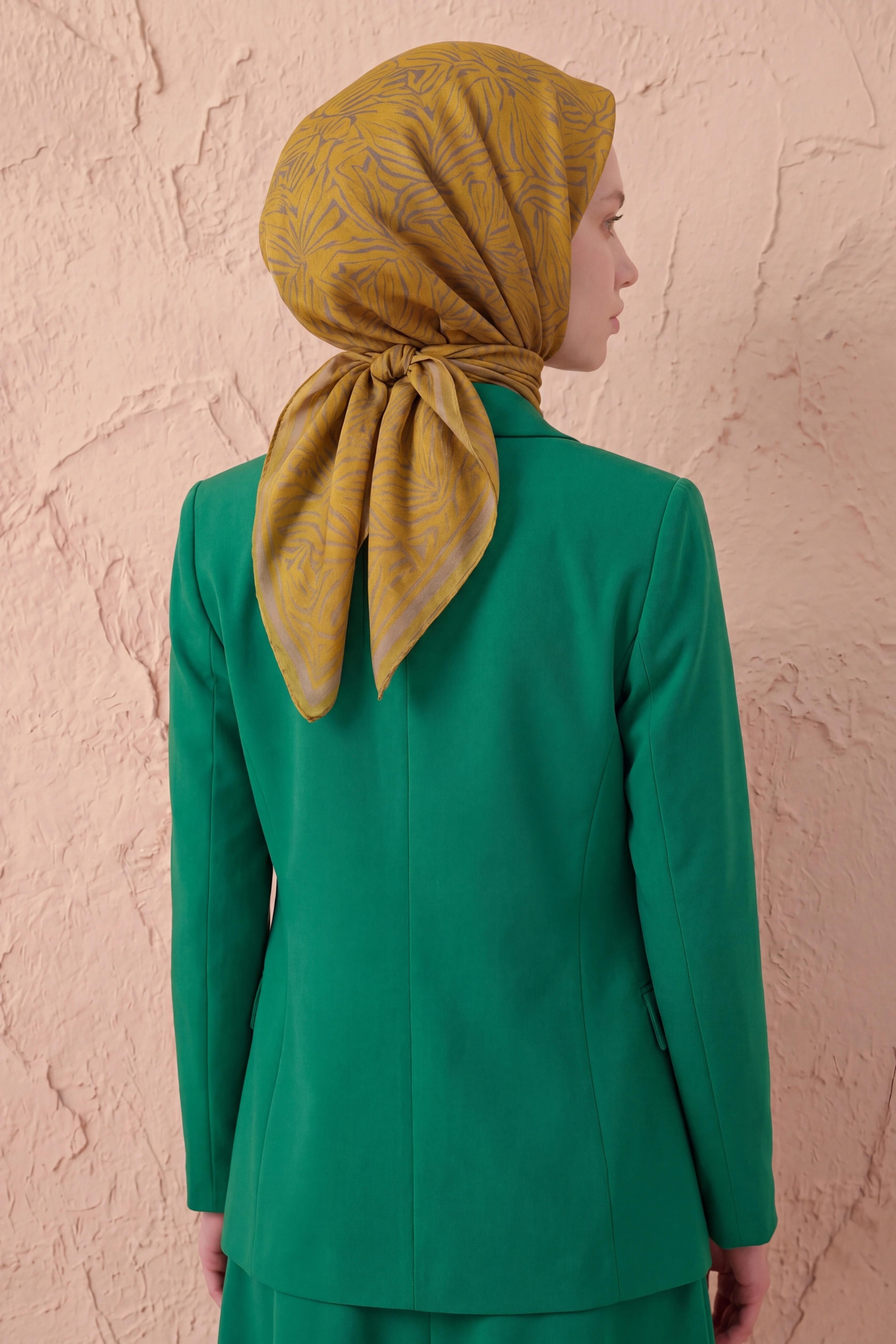 Soft Eşarp Lina Flora Olive 90x90