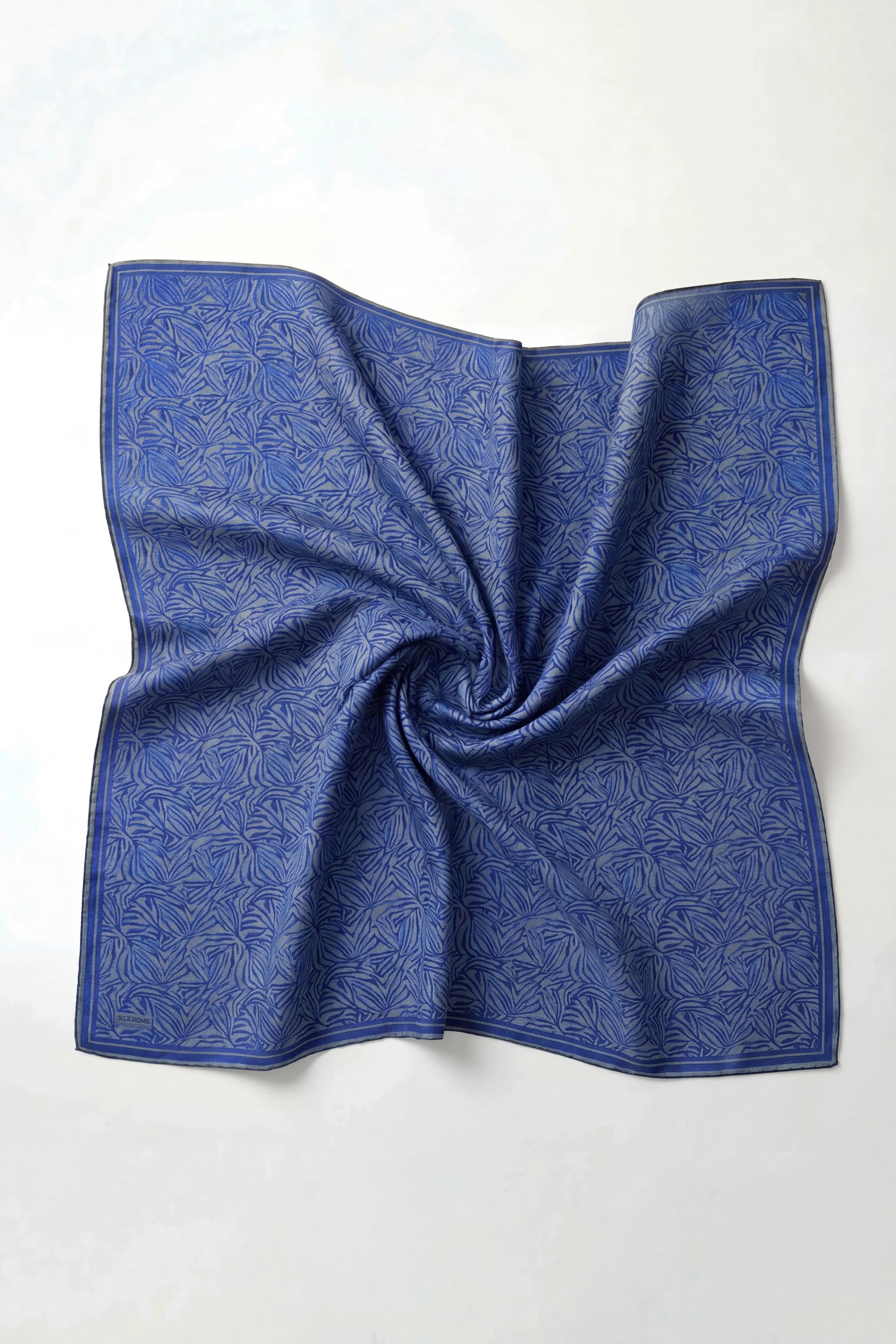 Soft Eşarp Lina Flora Saks Mavi 90x90