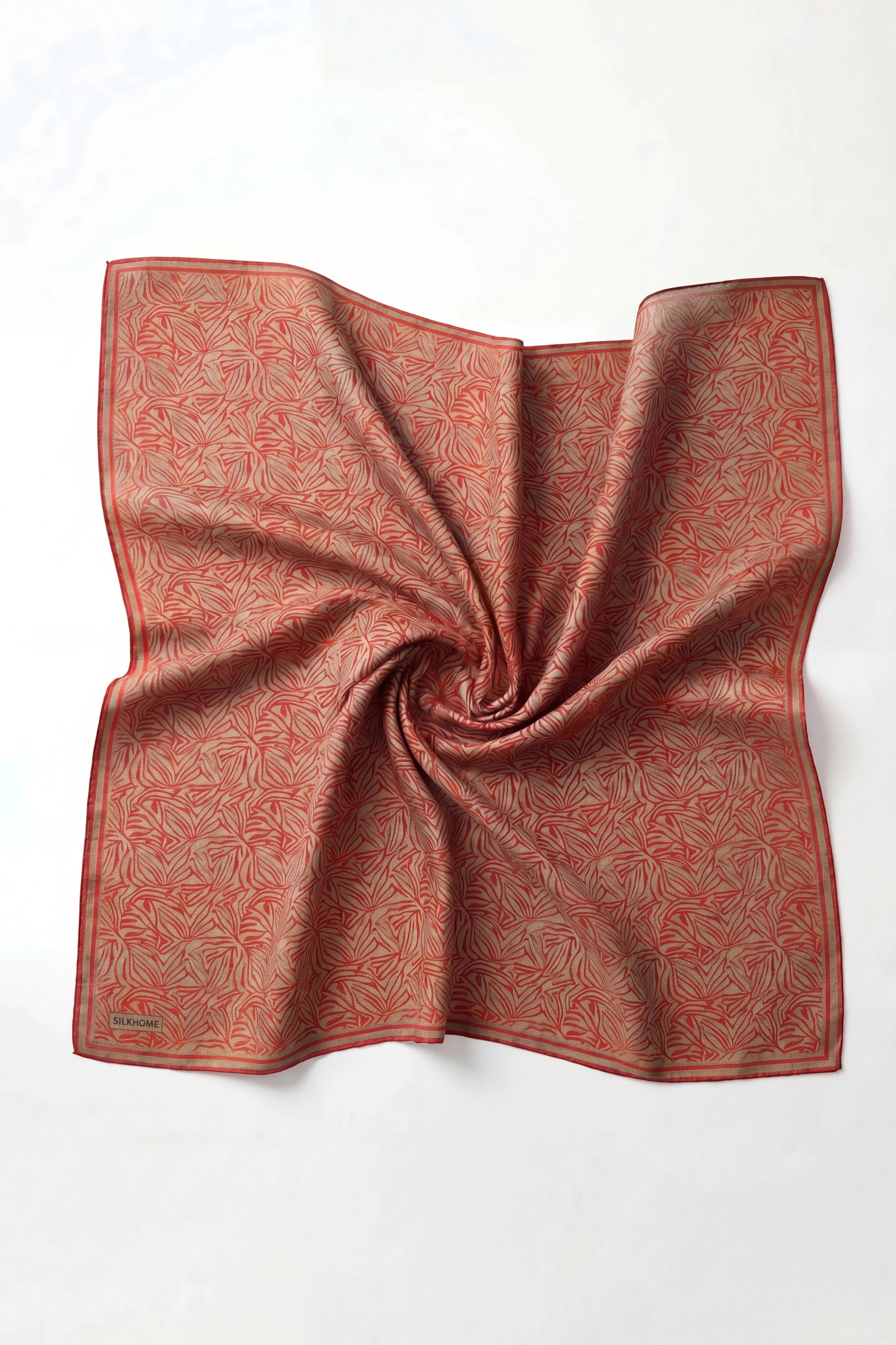 Soft Eşarp Lina Flora Taba Kiremit 90x90