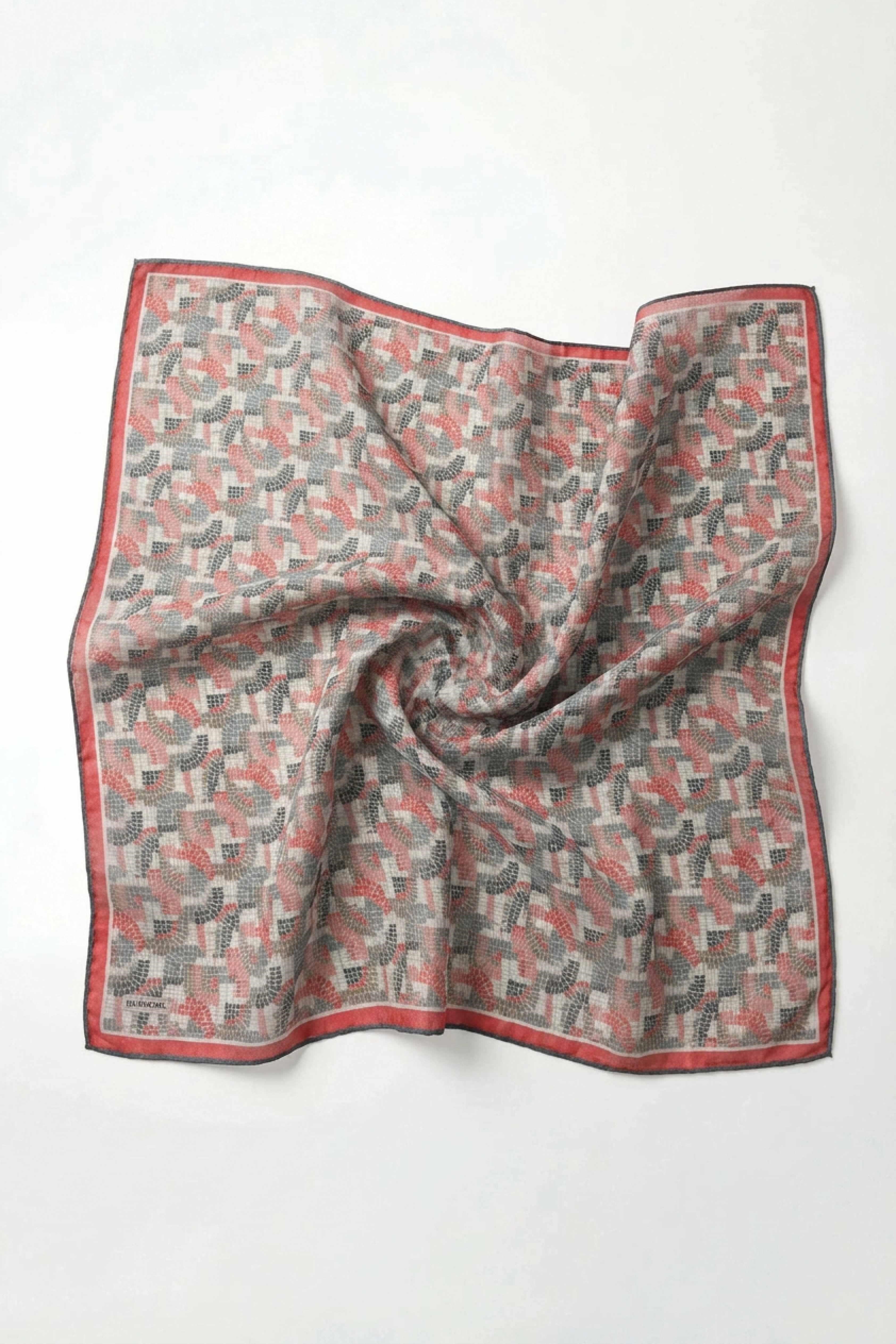 Soft Eşarp Melodi Desen Açık Kırmızı 90x90