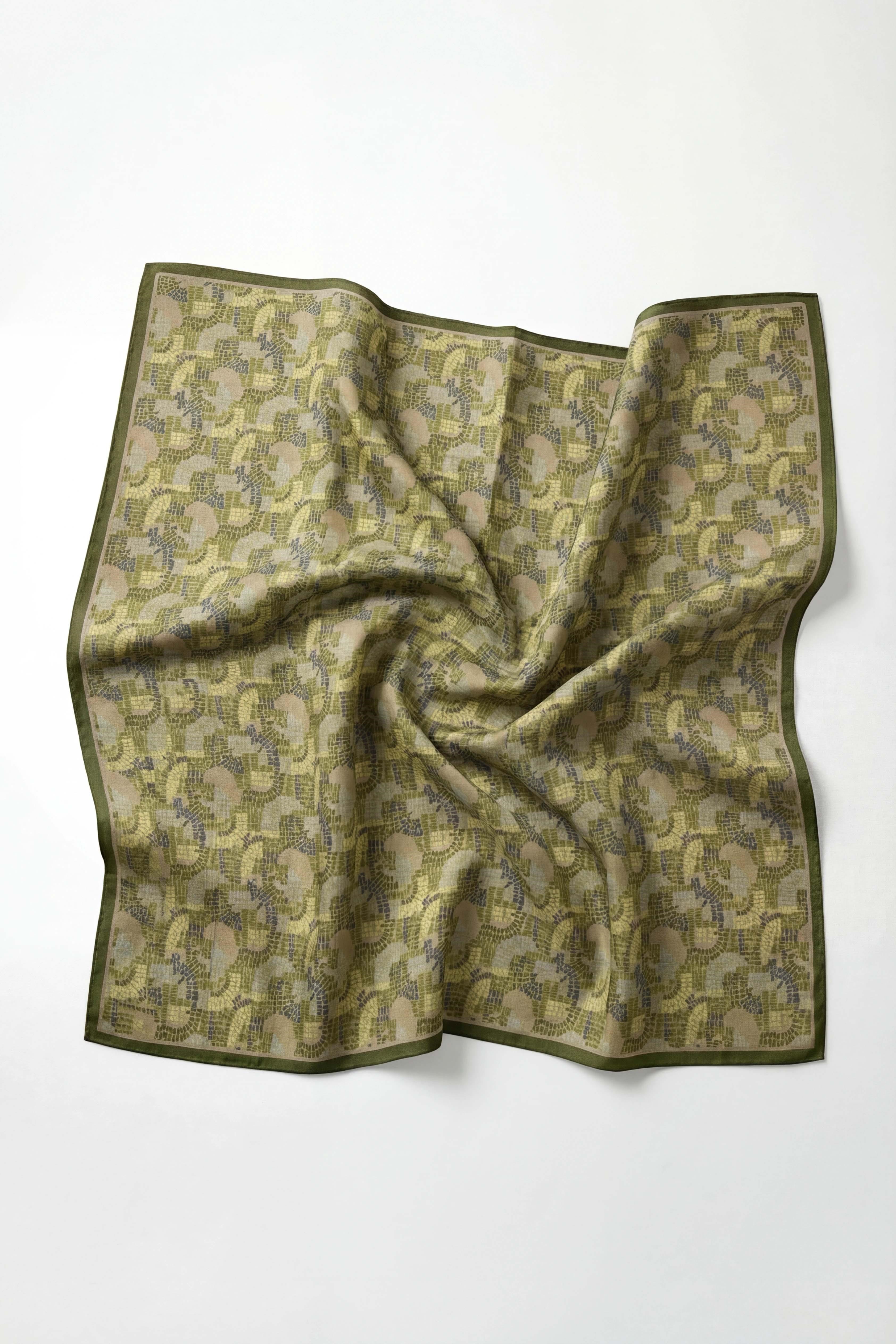 Soft Eşarp Melodi Desen Çimen Yeşili 90x90
