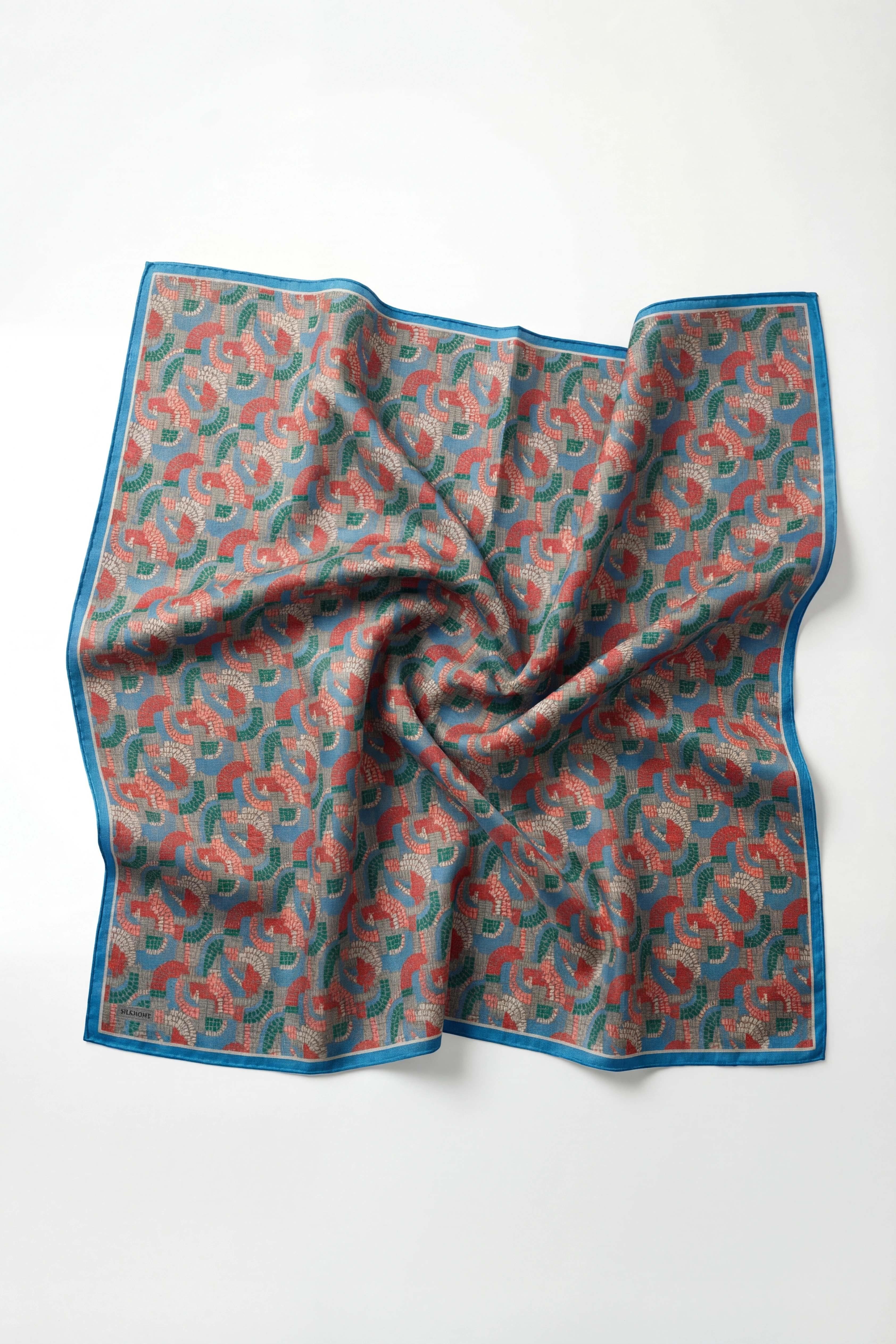 Soft Eşarp Melodi Desen Gök Mavi 90x90