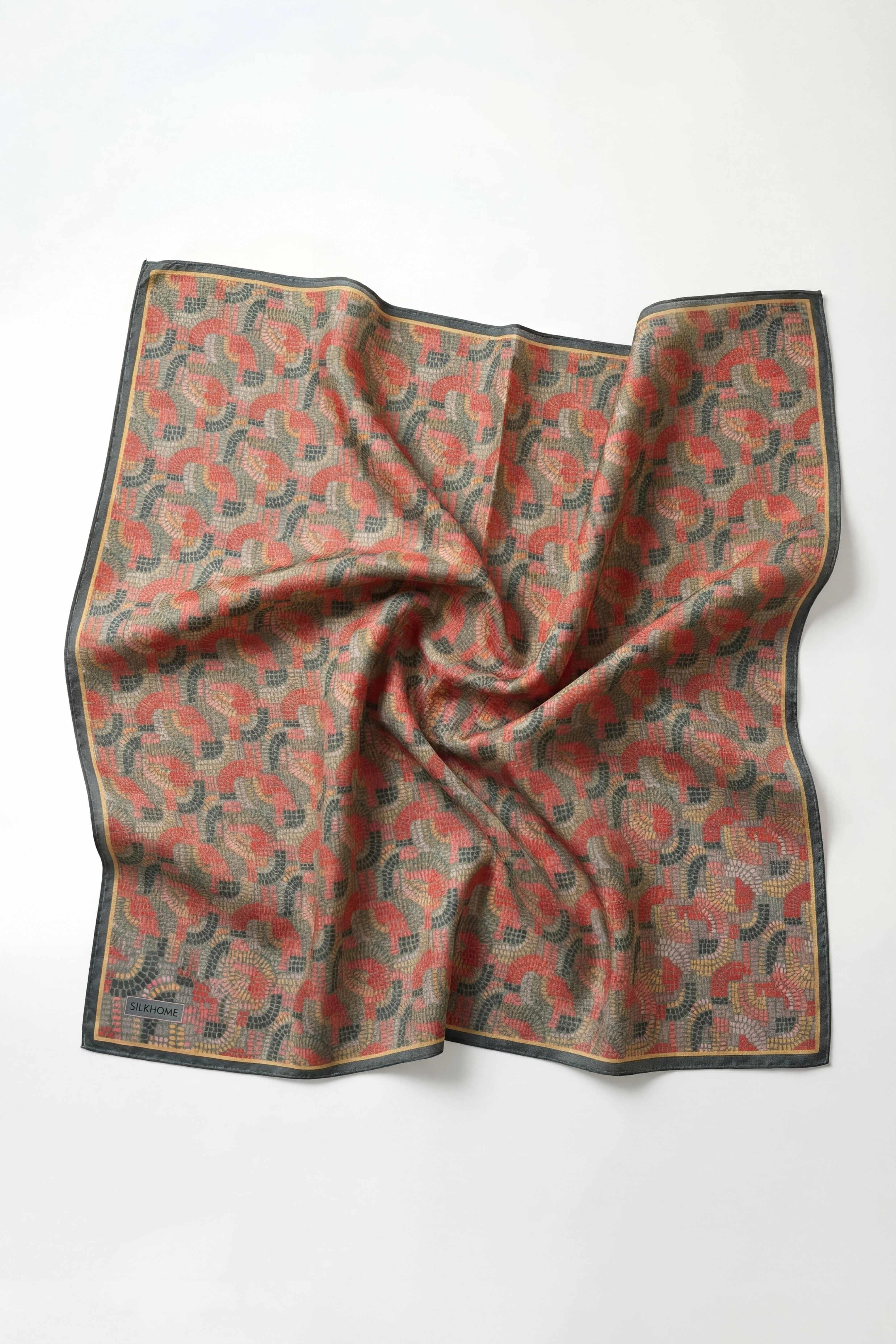 Soft Eşarp Melodi Desen Gri 90x90