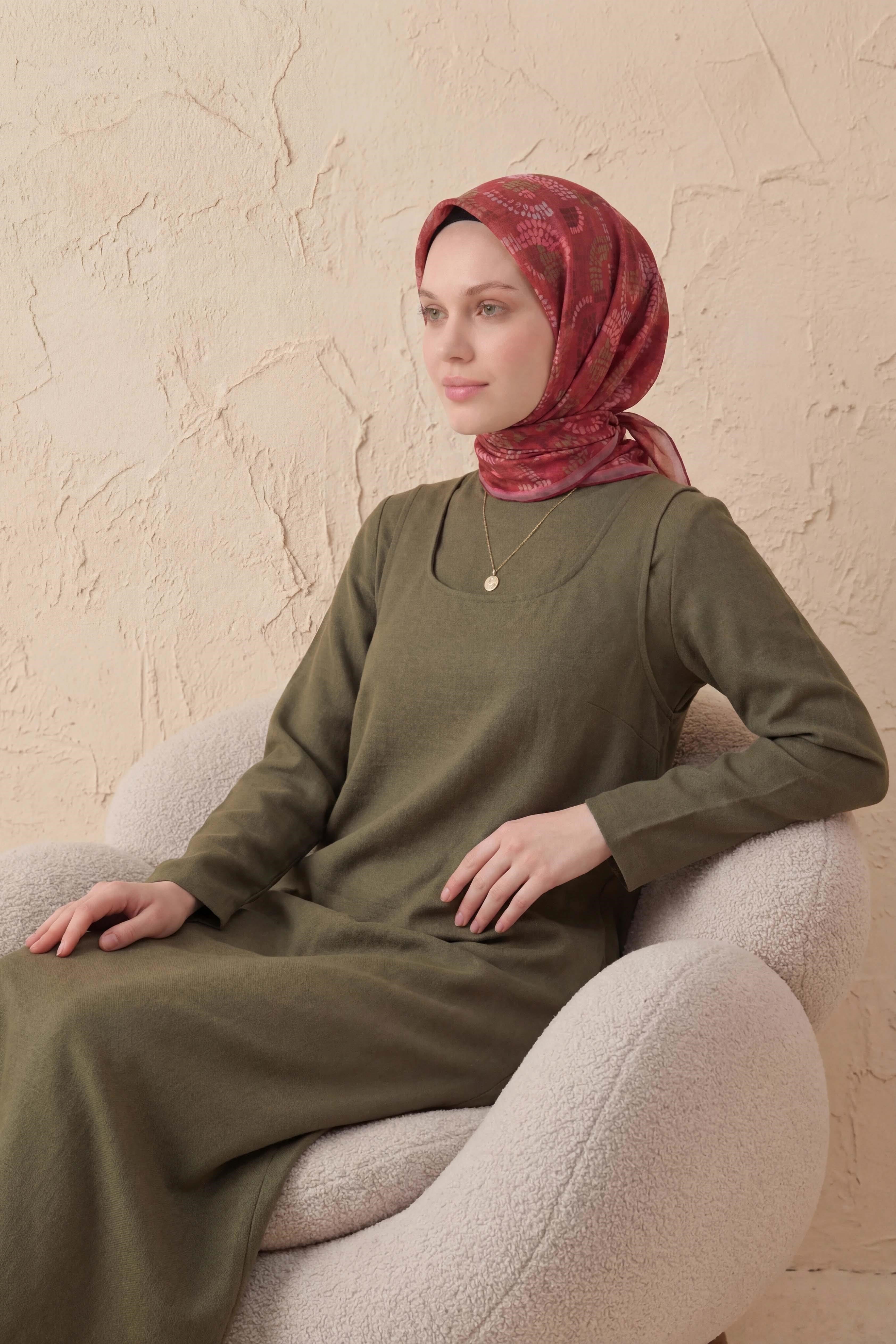 Soft Eşarp Melodi Desen Kırmızı 90x90