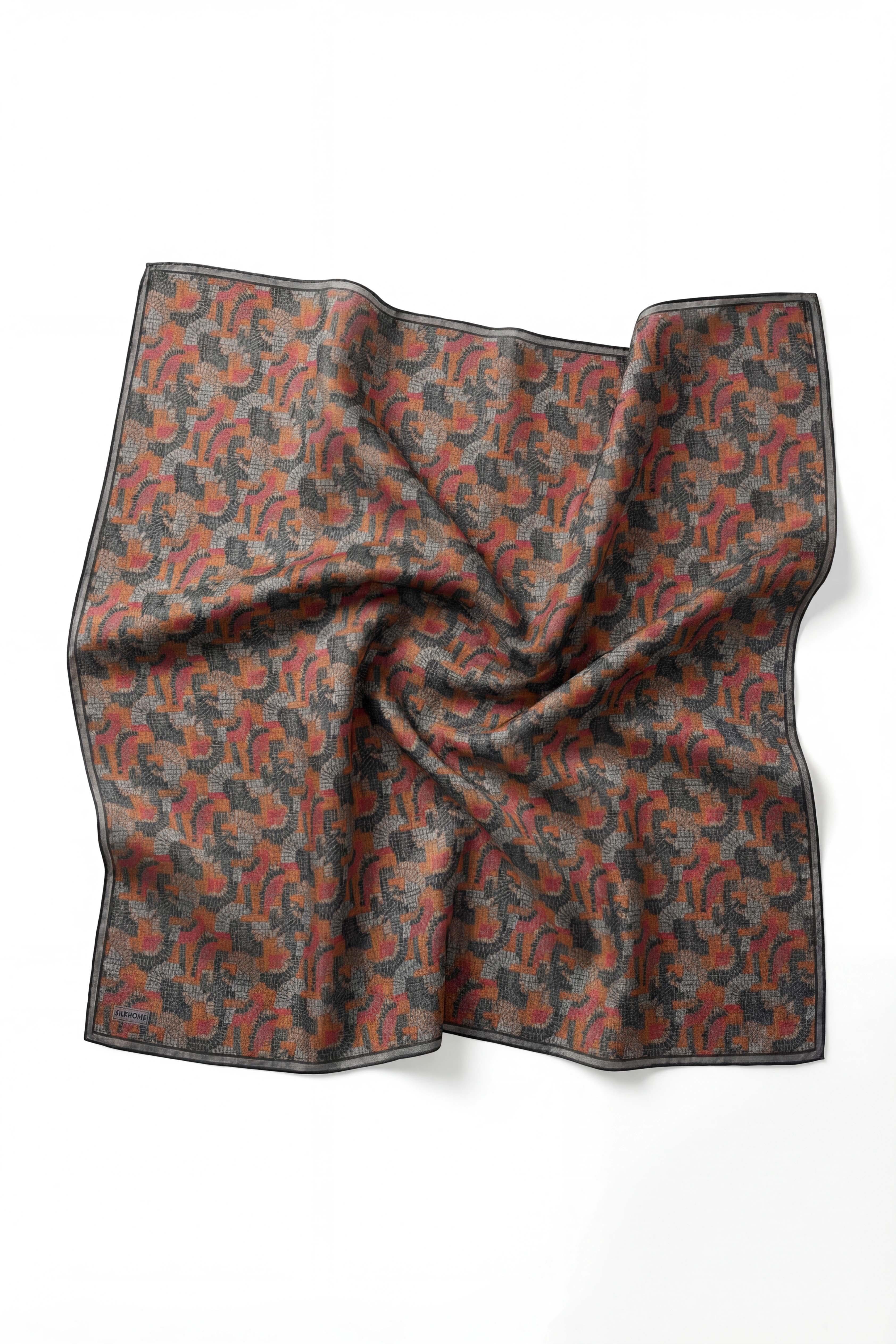 Soft Eşarp Melodi Desen Koyu Gri 90x90