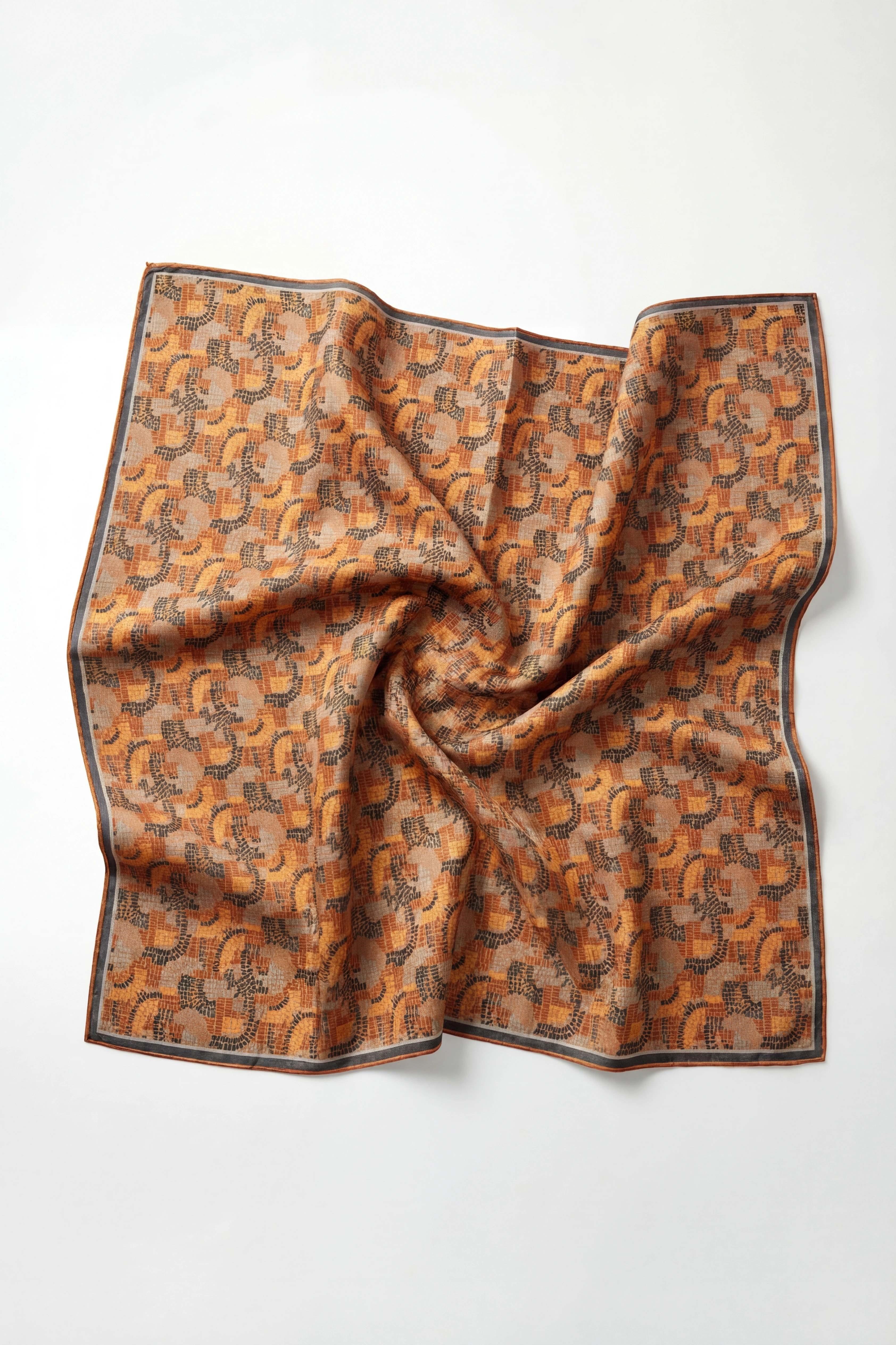 Soft Eşarp Melodi Desen Koyu Turuncu 90x90