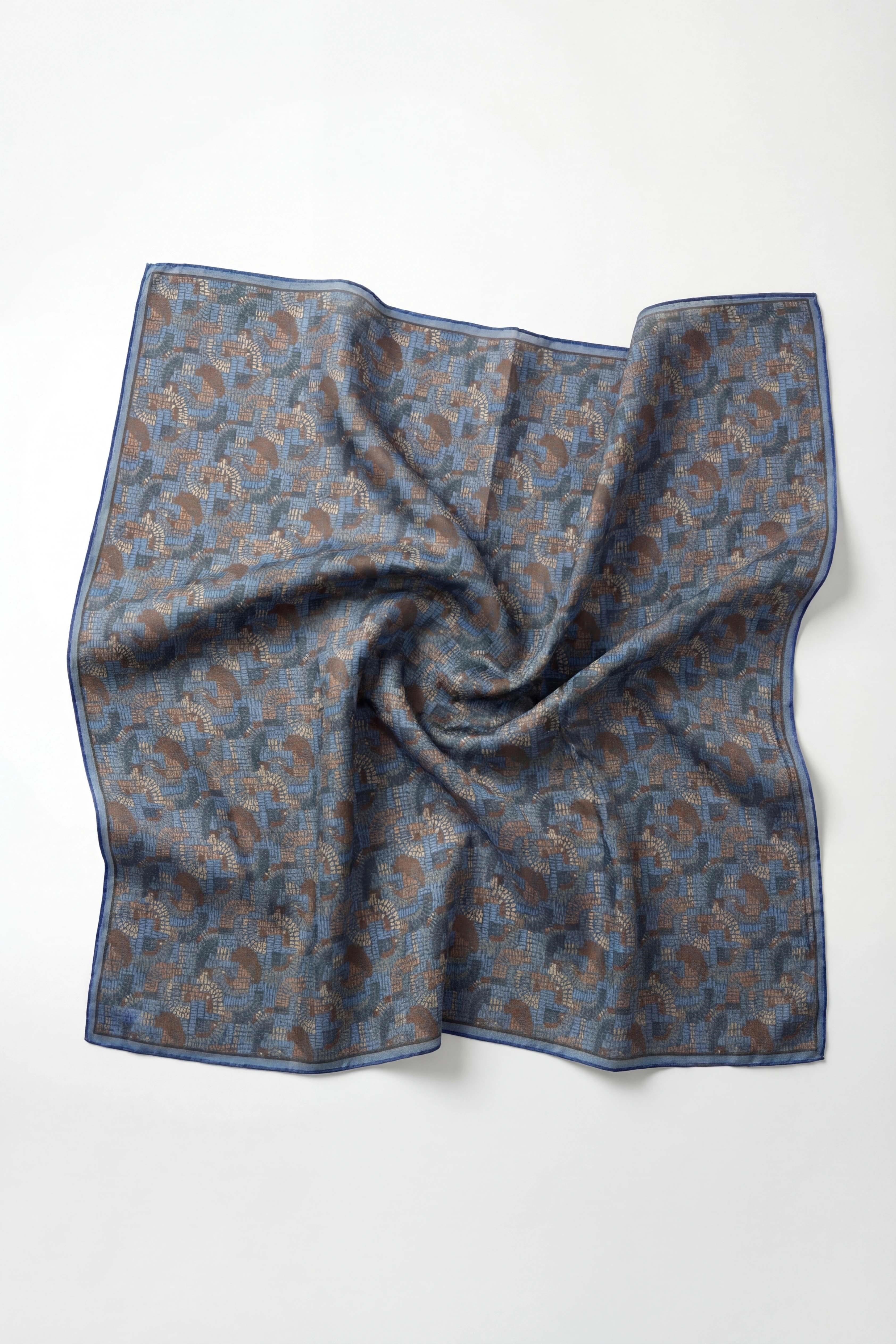 Soft Eşarp Melodi Desen Mavi 90x90