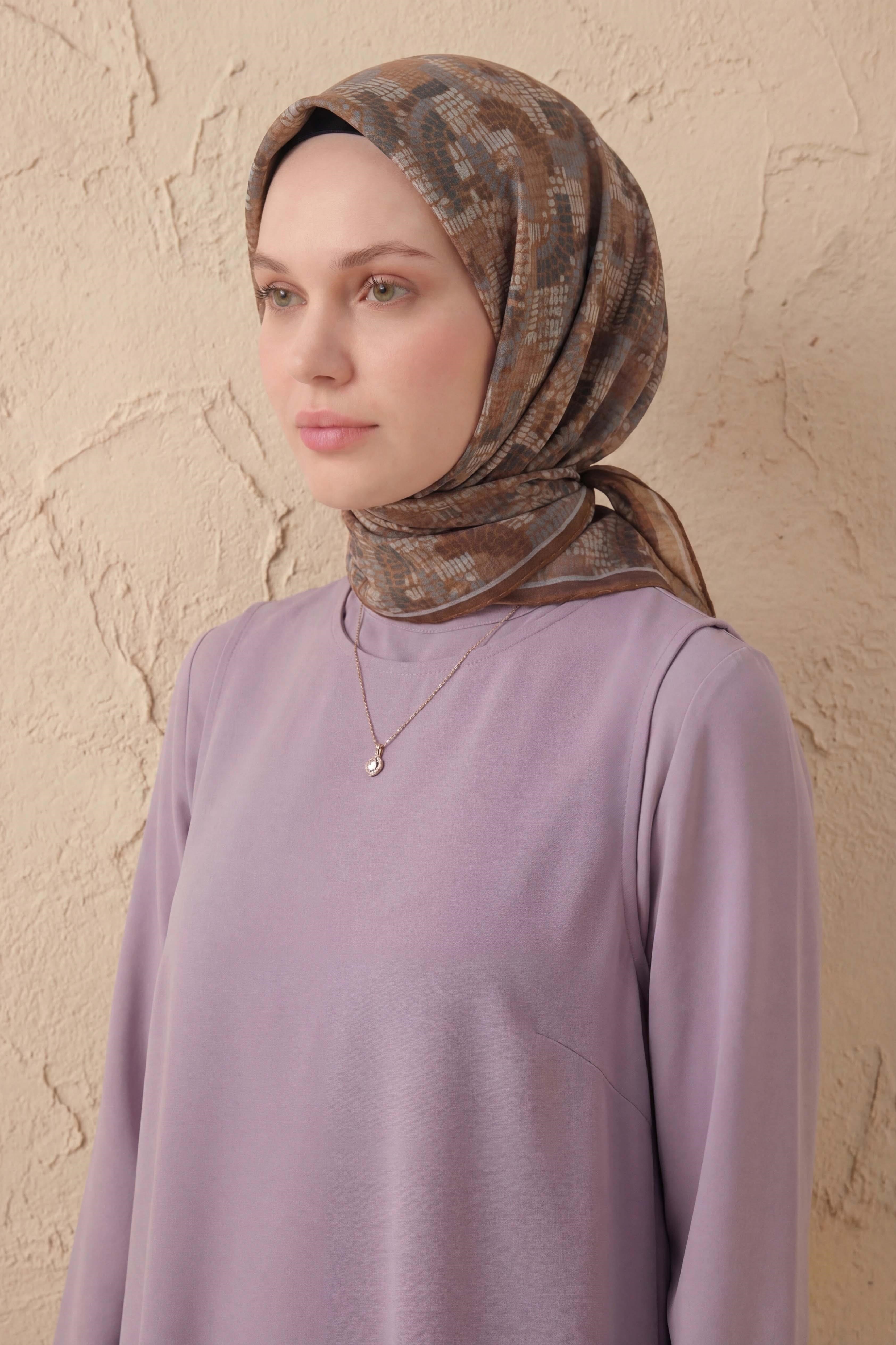 Soft Eşarp Melodi Desen Mocha 90x90
