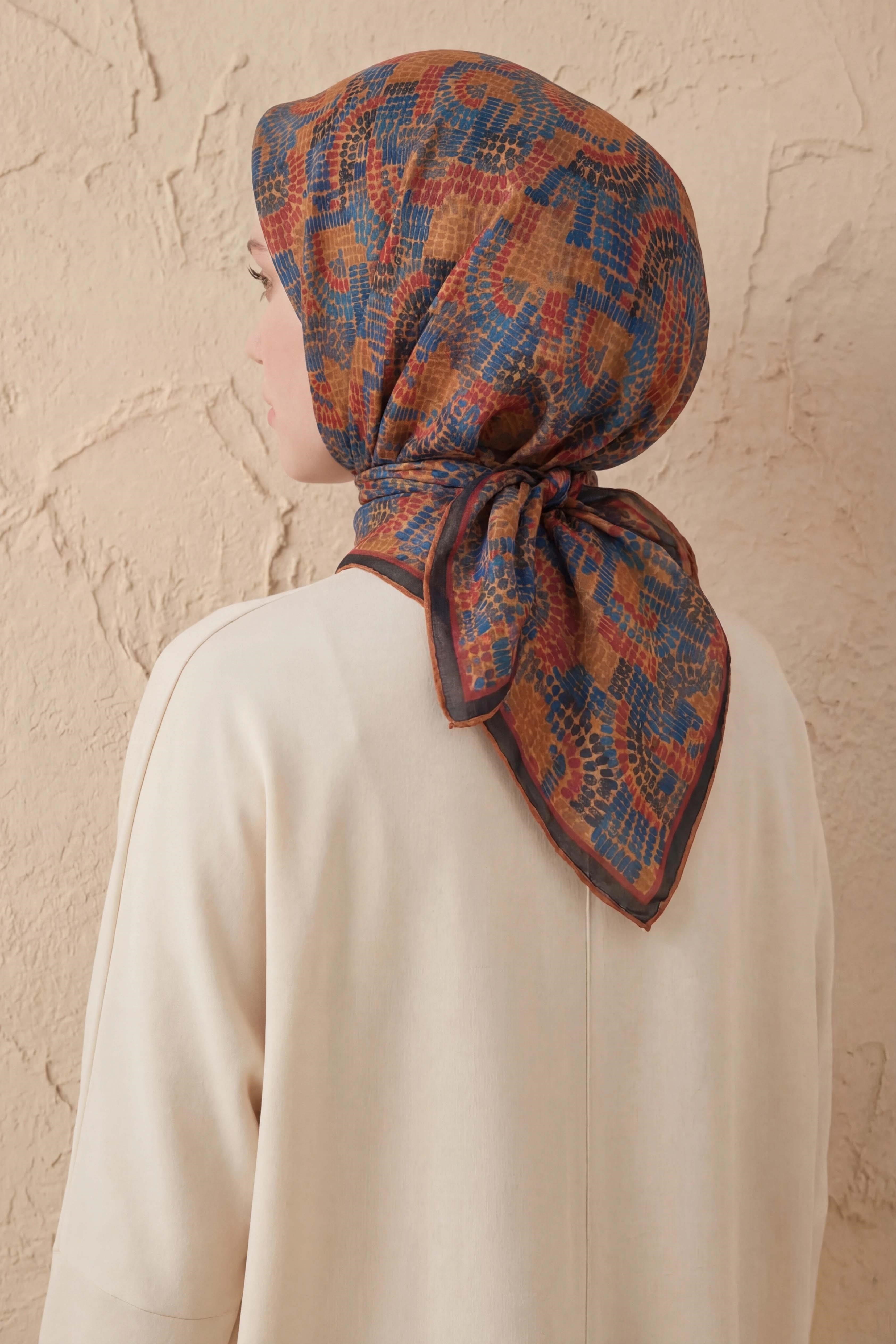 Soft Eşarp Melodi Desen Pas Rengi 90x90