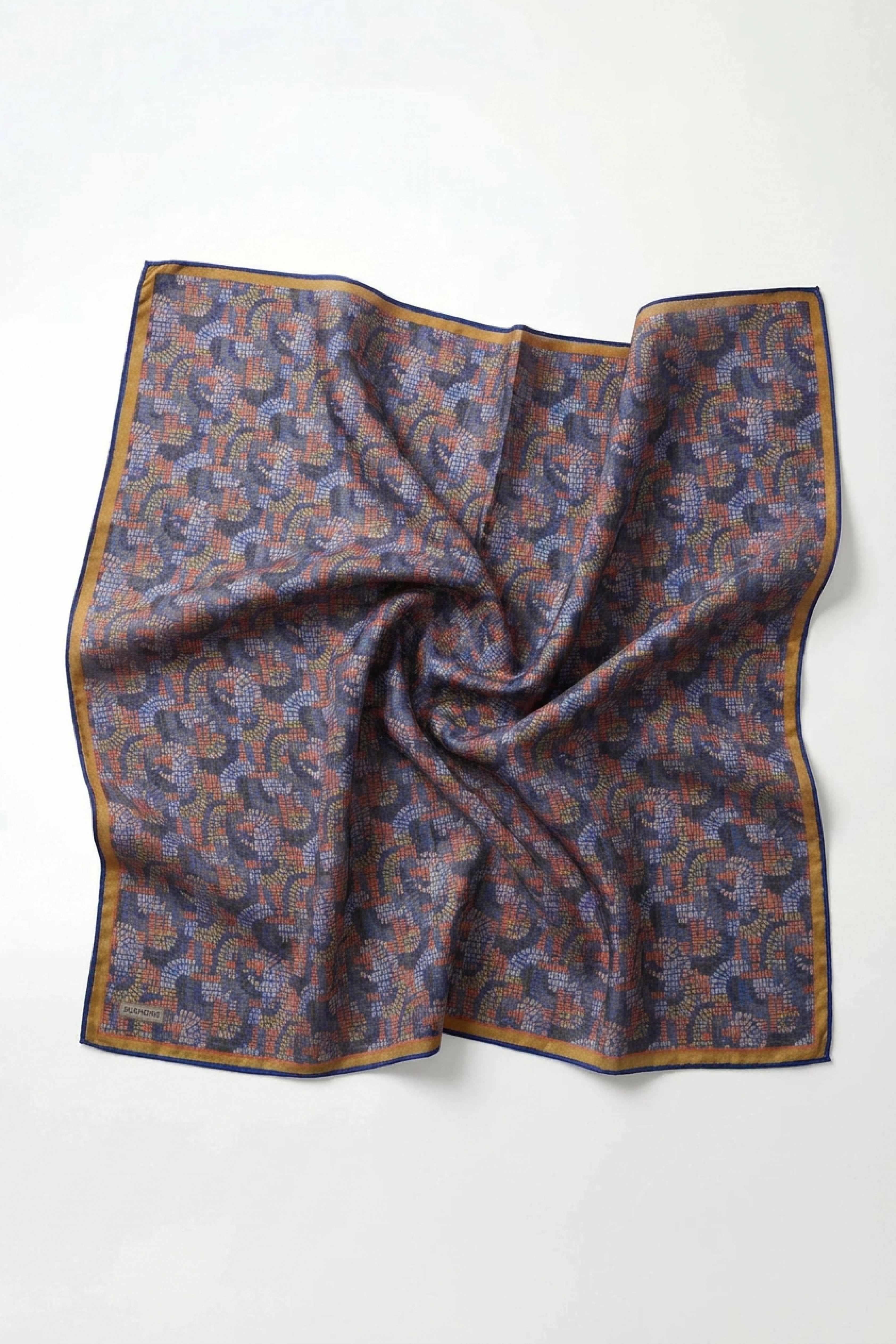 Soft Eşarp Melodi Desen Saks Mavi 90x90