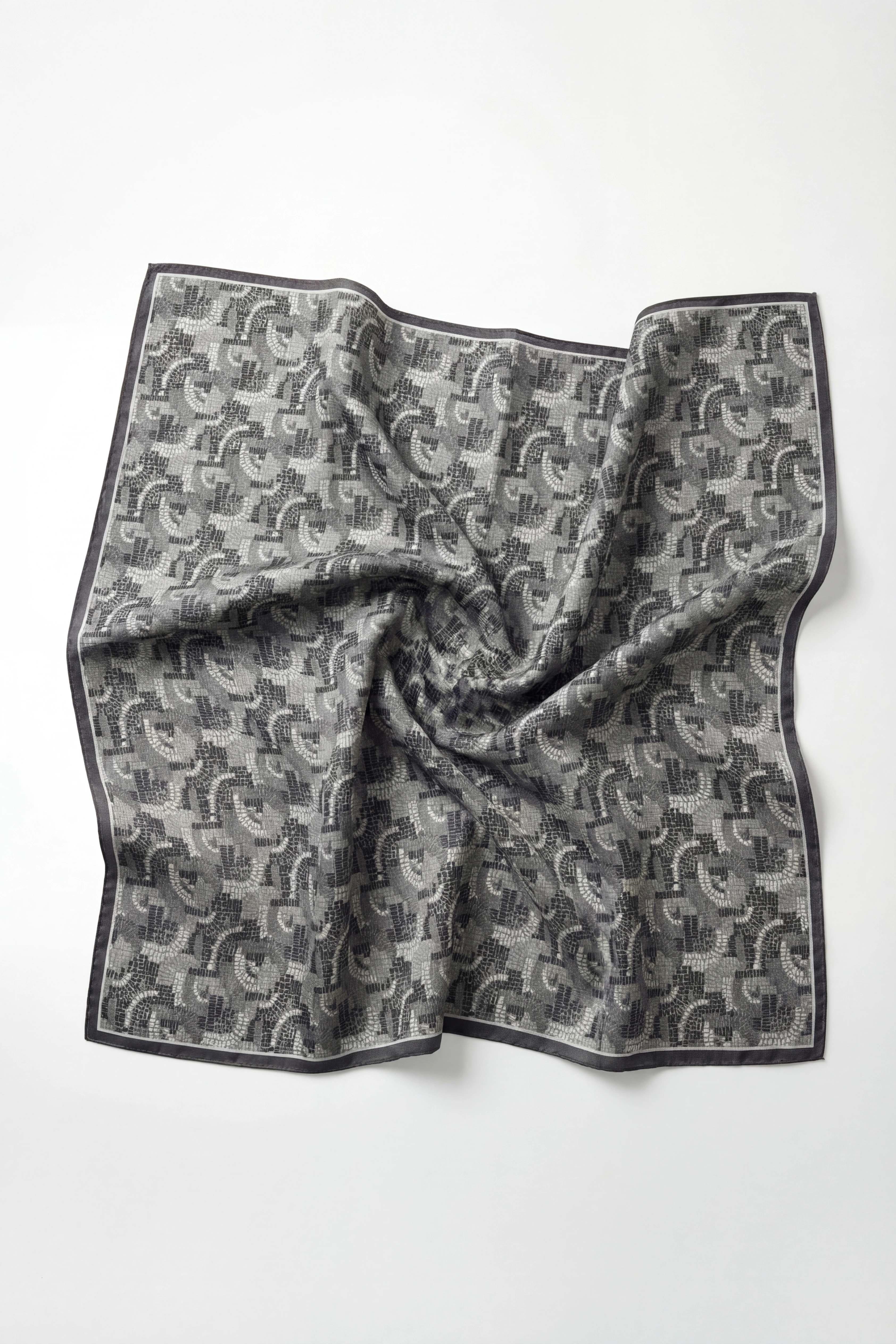 Soft Eşarp Melodi Desen Siyah 90x90