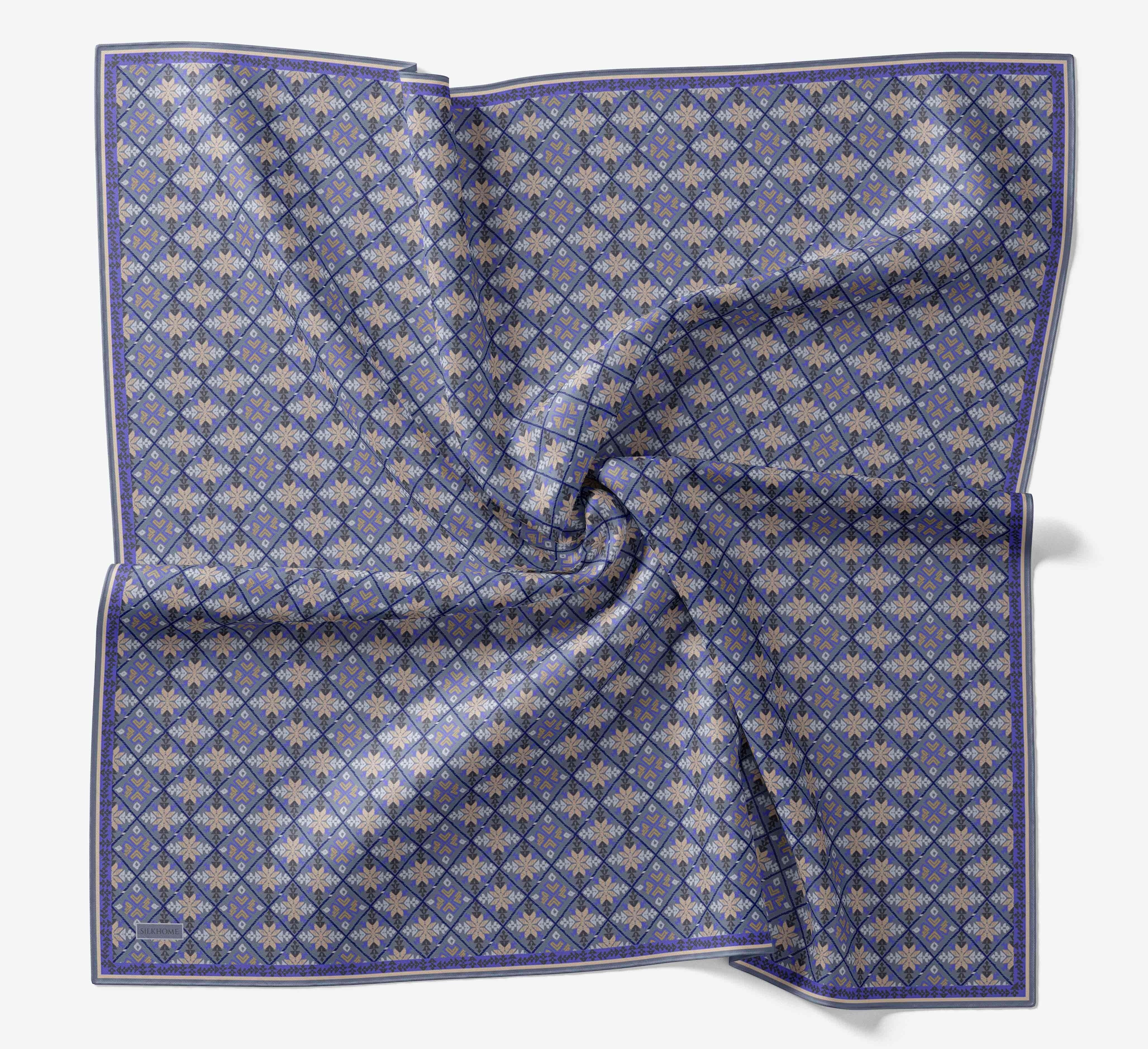 Soft Eşarp Minimal Motif Gök Mavisi
