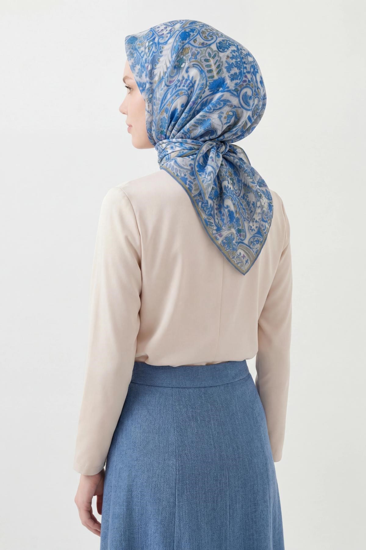 Soft Eşarp Perla Mavi 90x90