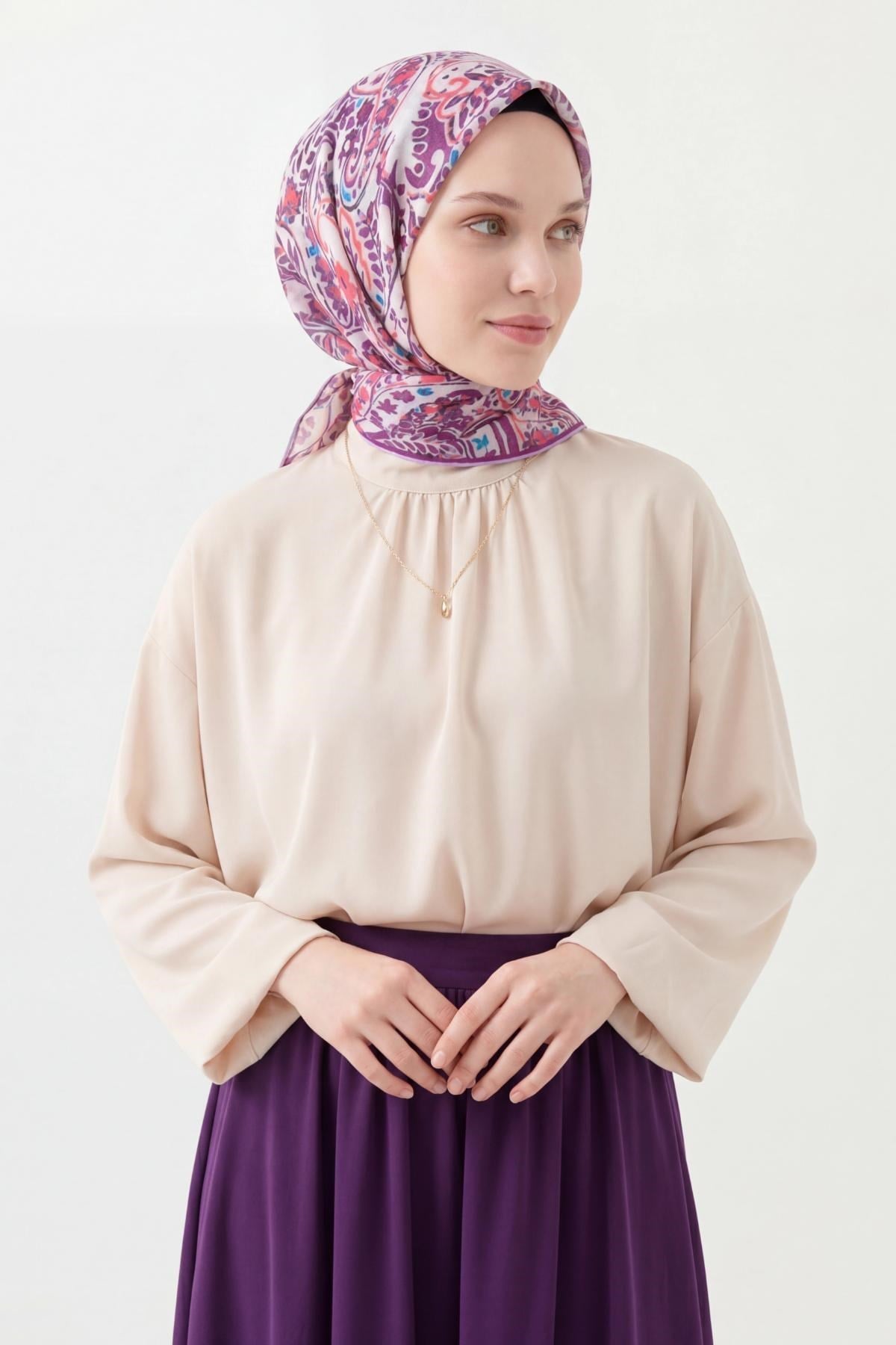 Soft Eşarp Perla Mor 90x90