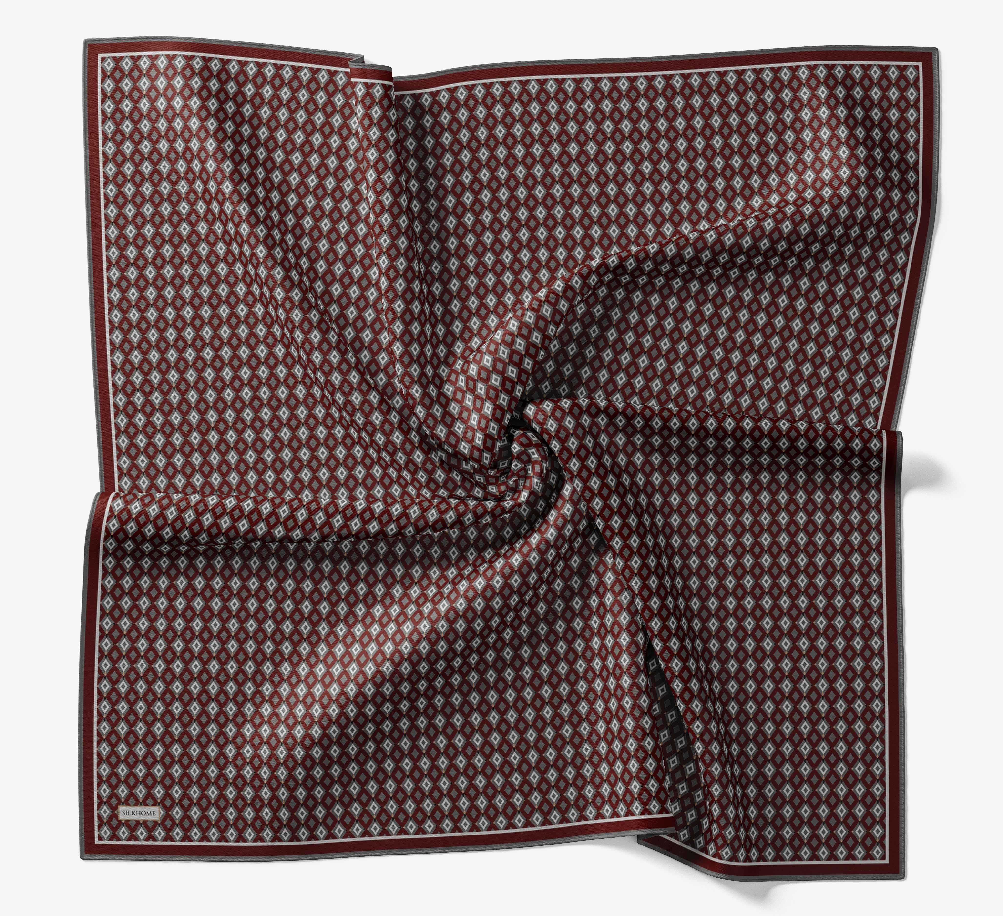 Soft Eşarp Retro Geometrik Koyu Kırmızı