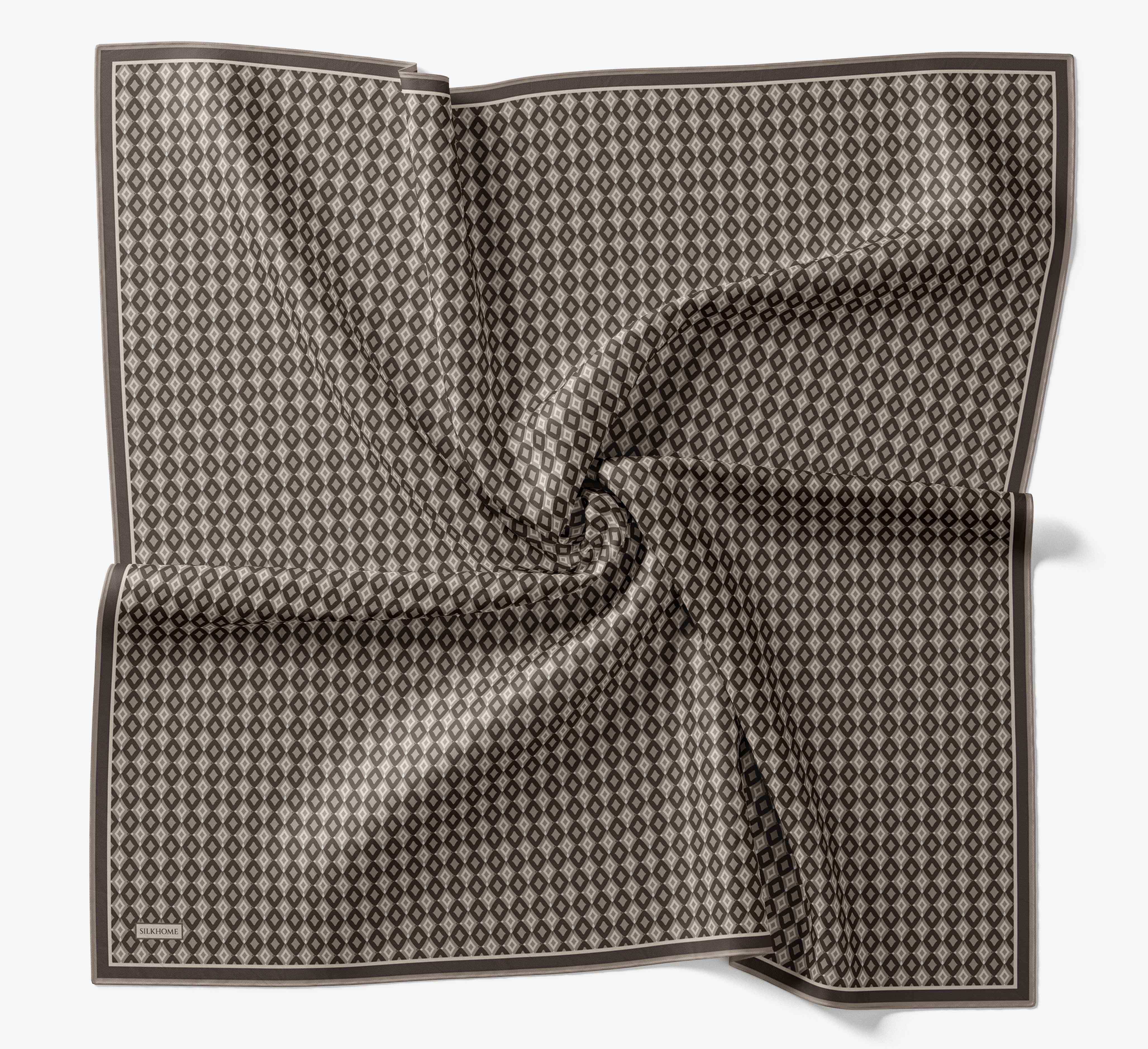 Soft Eşarp Retro Geometrik Koyu Vizon