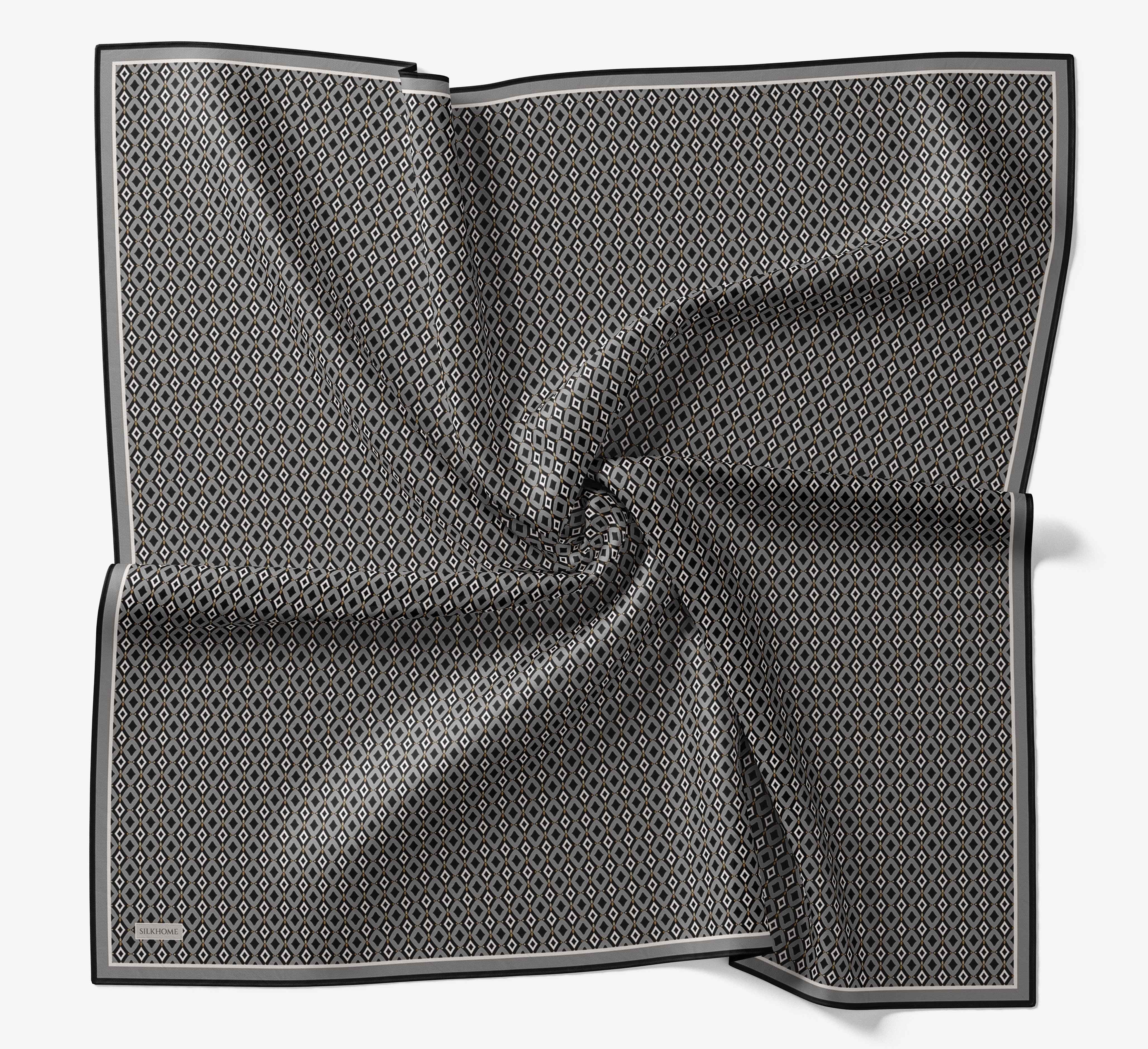 Soft Eşarp Retro Geometrik Siyah
