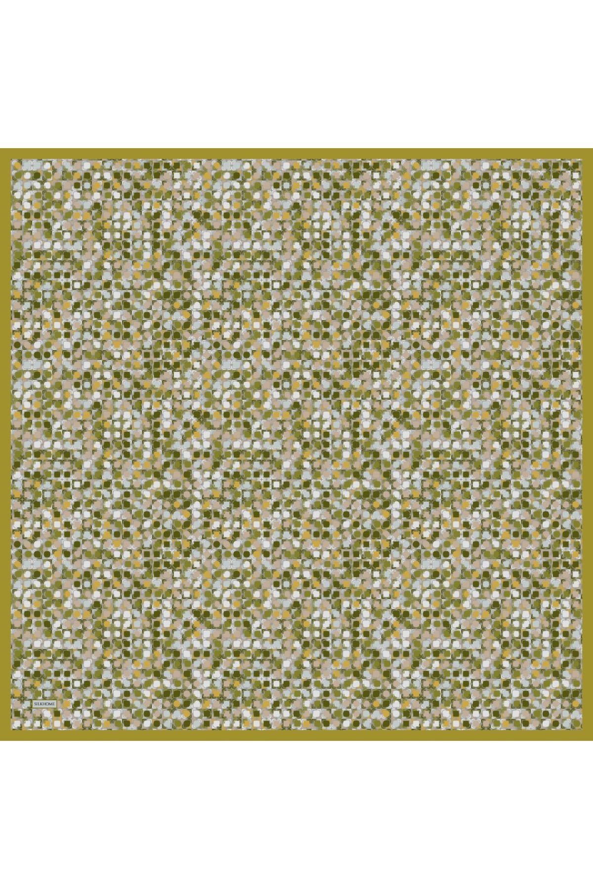 Soft Eşarp Retro Mozaik Fıstık Yeşili 90x90