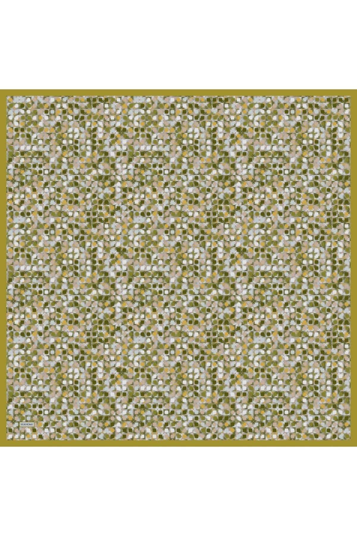 Soft Eşarp Retro Mozaik Fıstık Yeşili 90x90