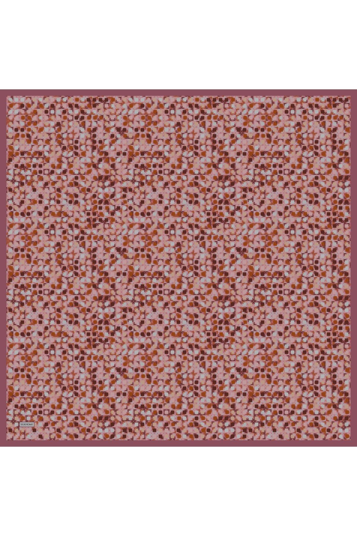 Soft Eşarp Retro Mozaik Fuşya 90x90