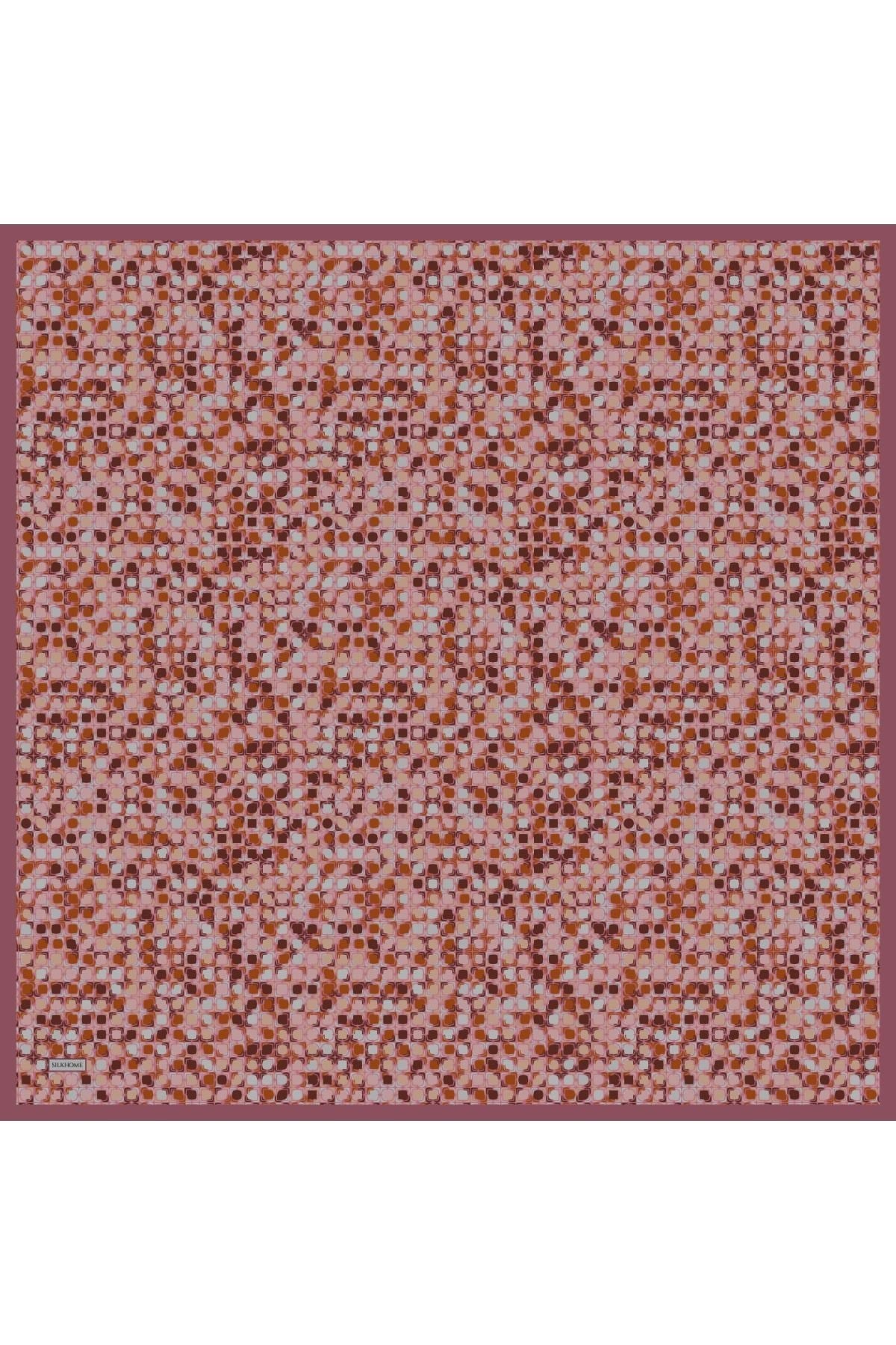 Soft Eşarp Retro Mozaik Fuşya 90x90
