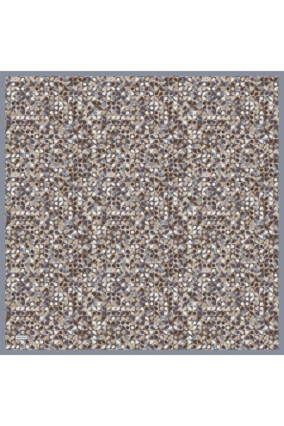 Soft Eşarp Retro Mozaik Gri 90x90