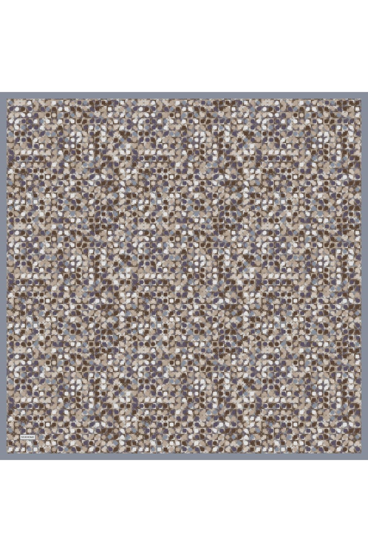 Soft Eşarp Retro Mozaik Gri 90x90
