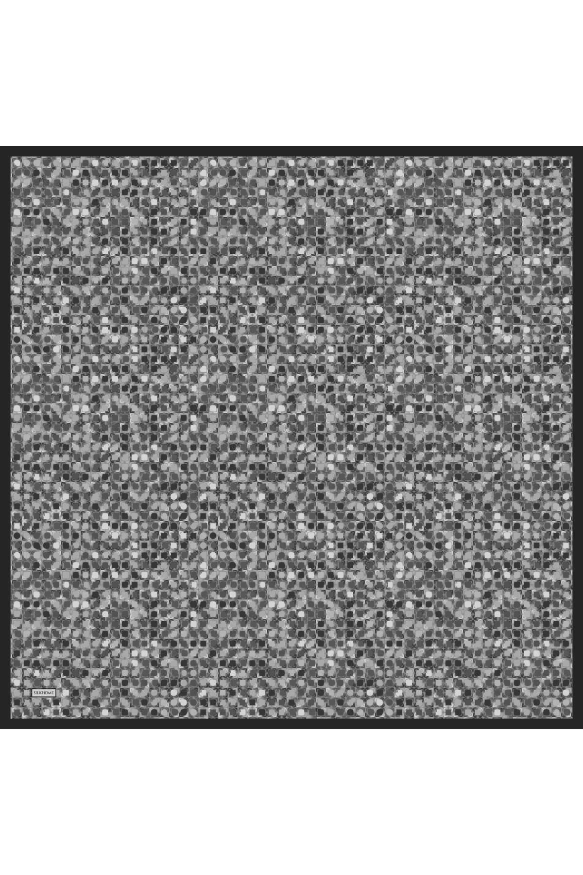 Soft Eşarp Retro Mozaik Gümüş 90x90