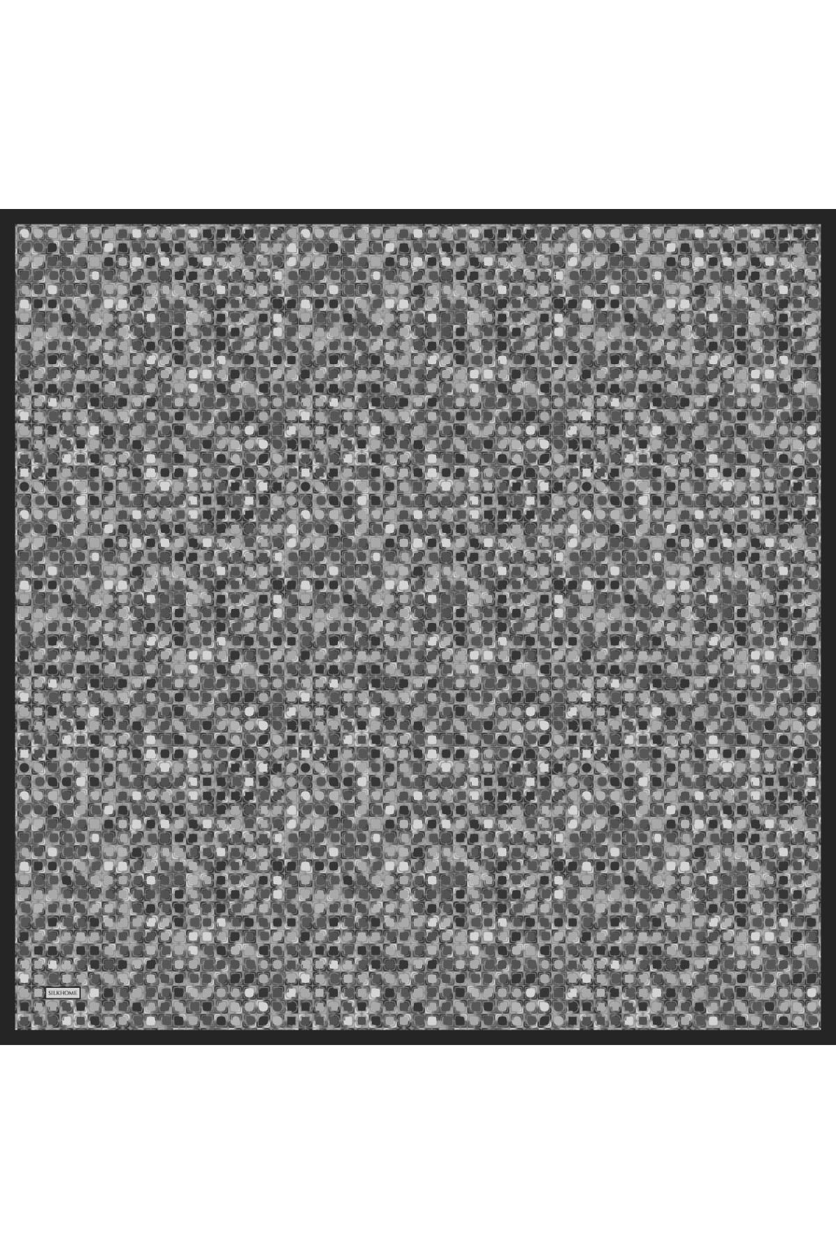Soft Eşarp Retro Mozaik Gümüş 90x90