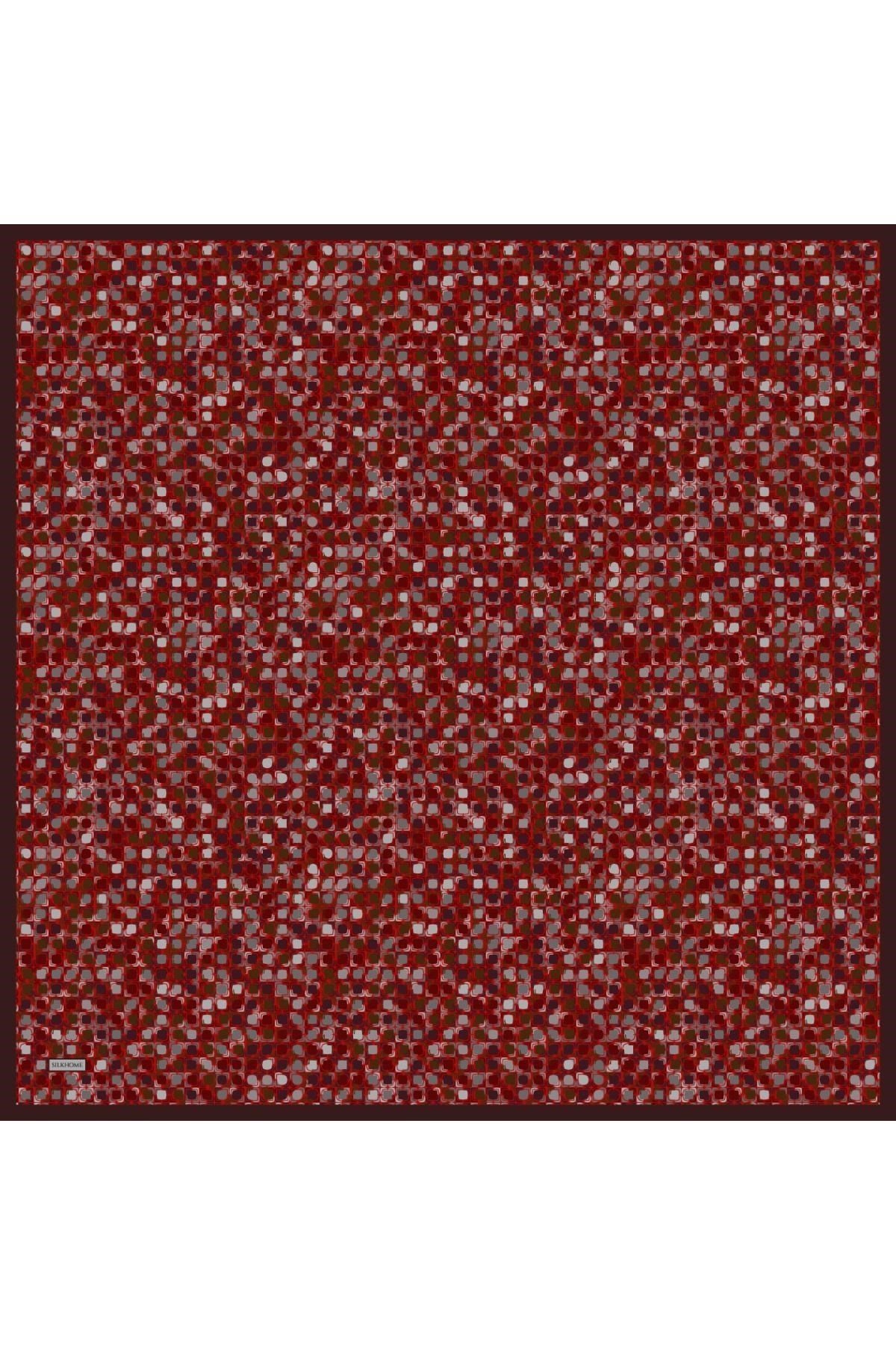 Soft Eşarp Retro Mozaik Kırmızı 90x90